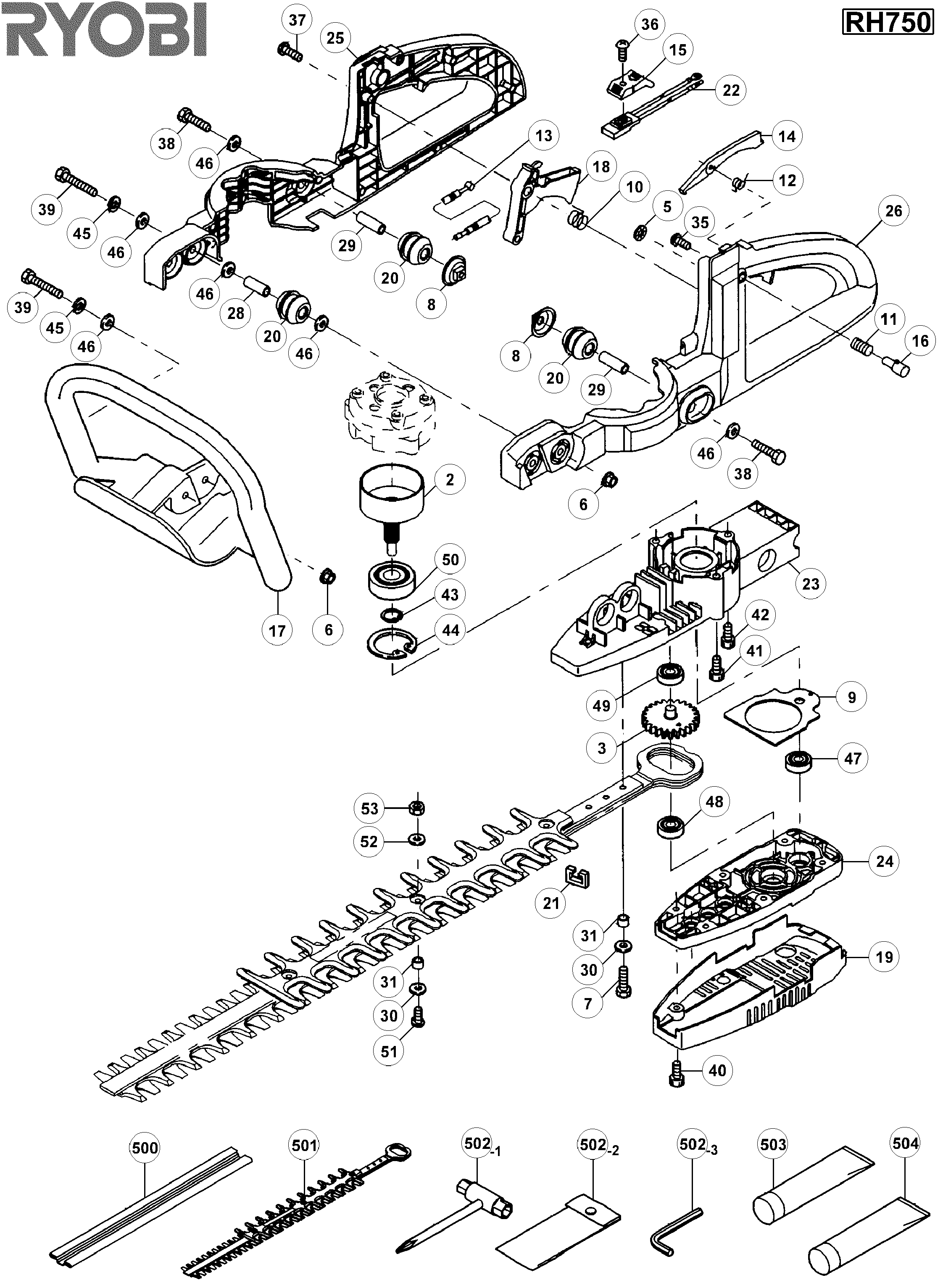 Vue éclatée Ryobi RH750 RH750#01