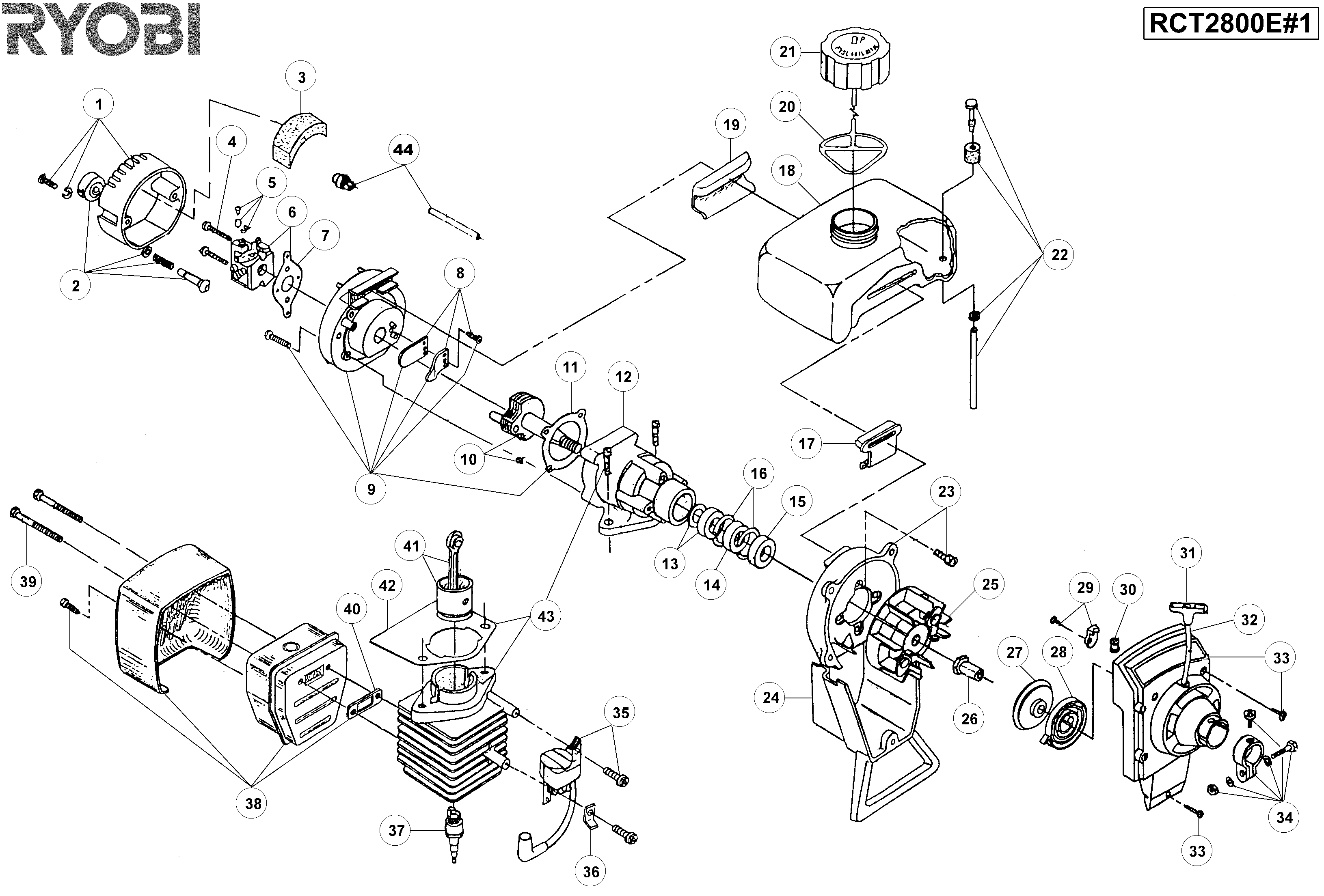 Vue éclatée Ryobi RCT2800E RCT2800E#1#01