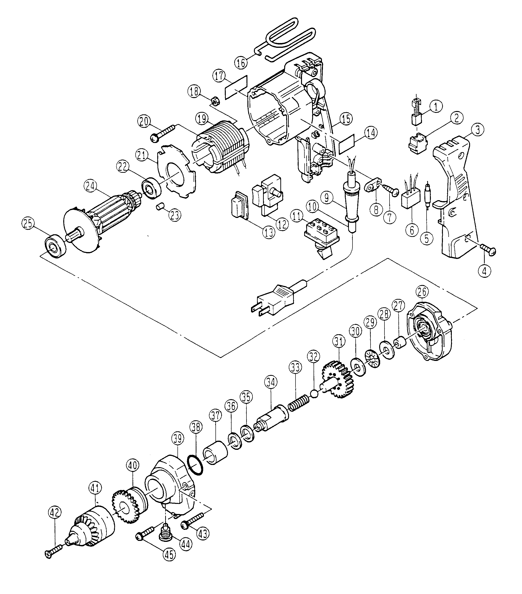 Vue éclatée Ryobi D1015A D1015A#01