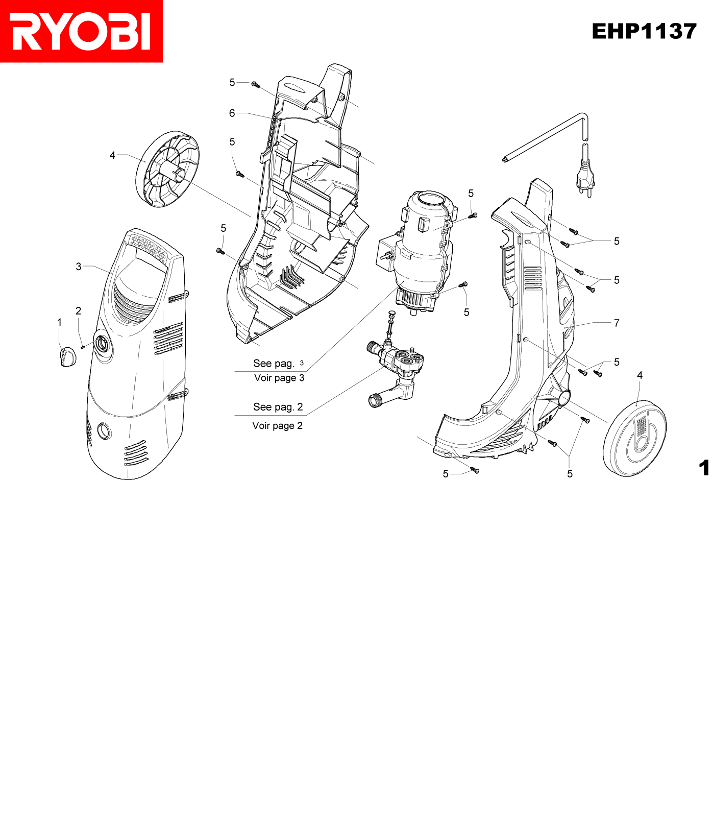 Vue éclatée Ryobi EHP1137 EHP1137#1#01