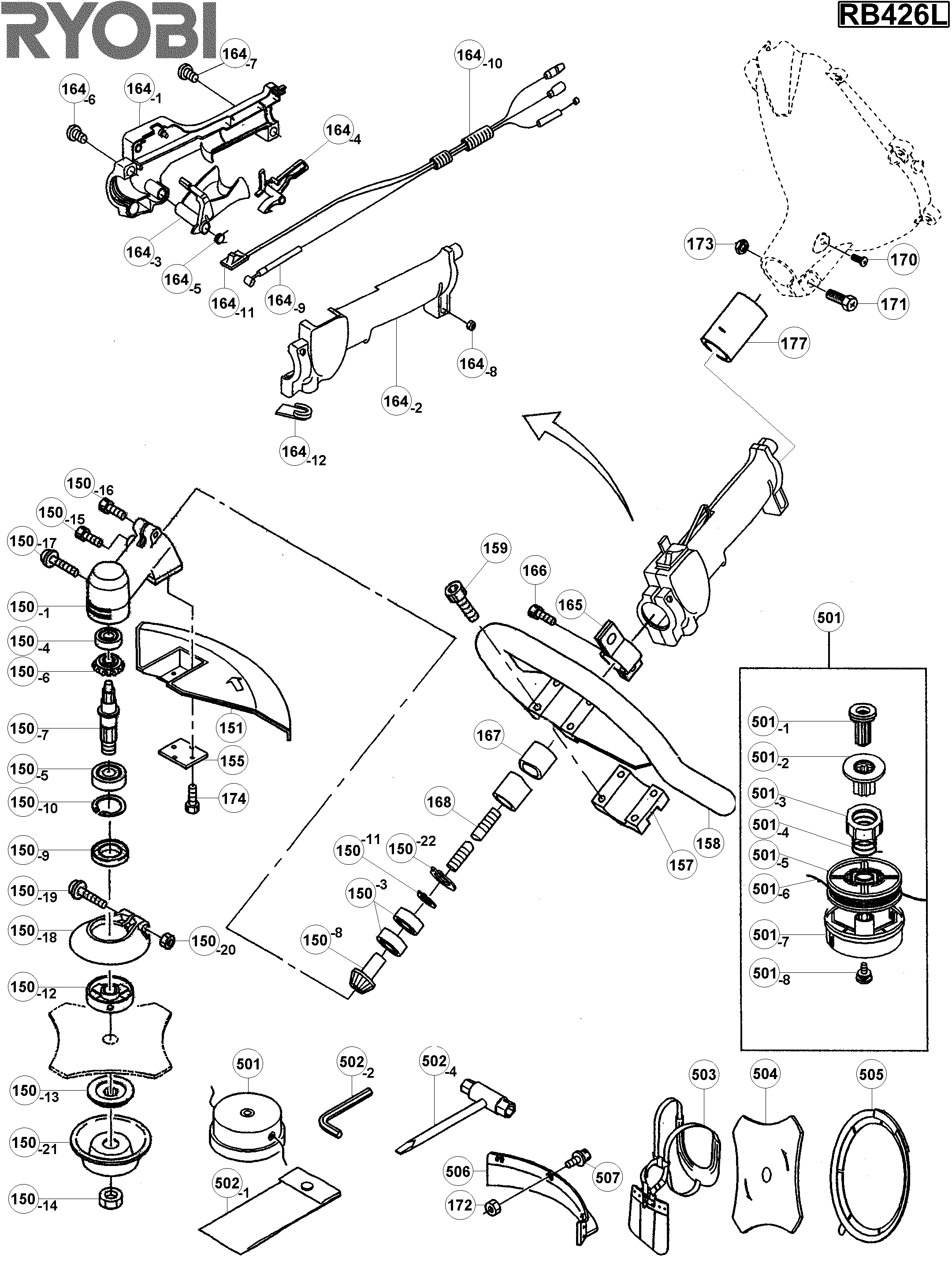 Vue éclatée Ryobi RB426L RB426L#01