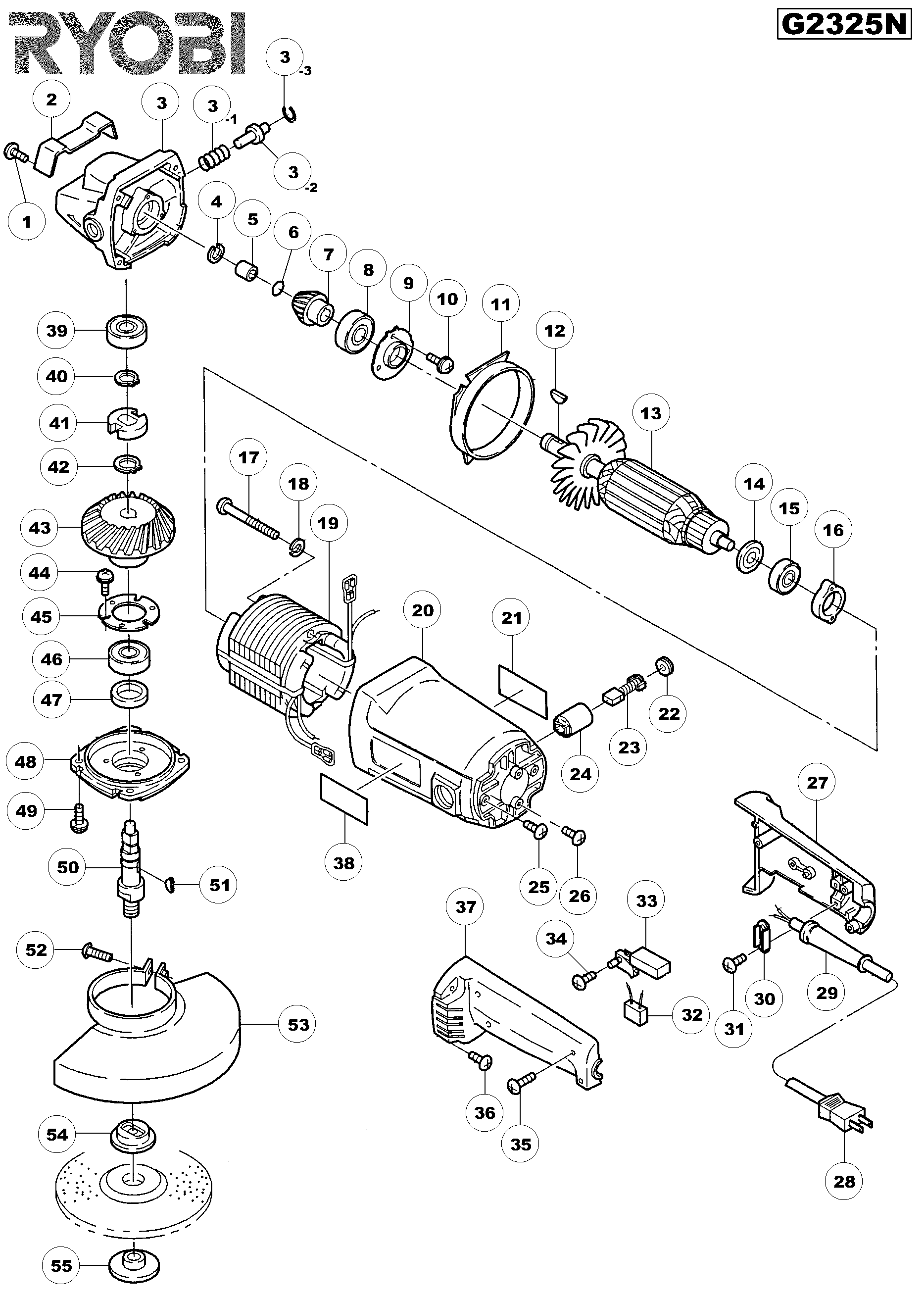 Vue éclatée Ryobi G2325NIGS G2325NIGS#1#01