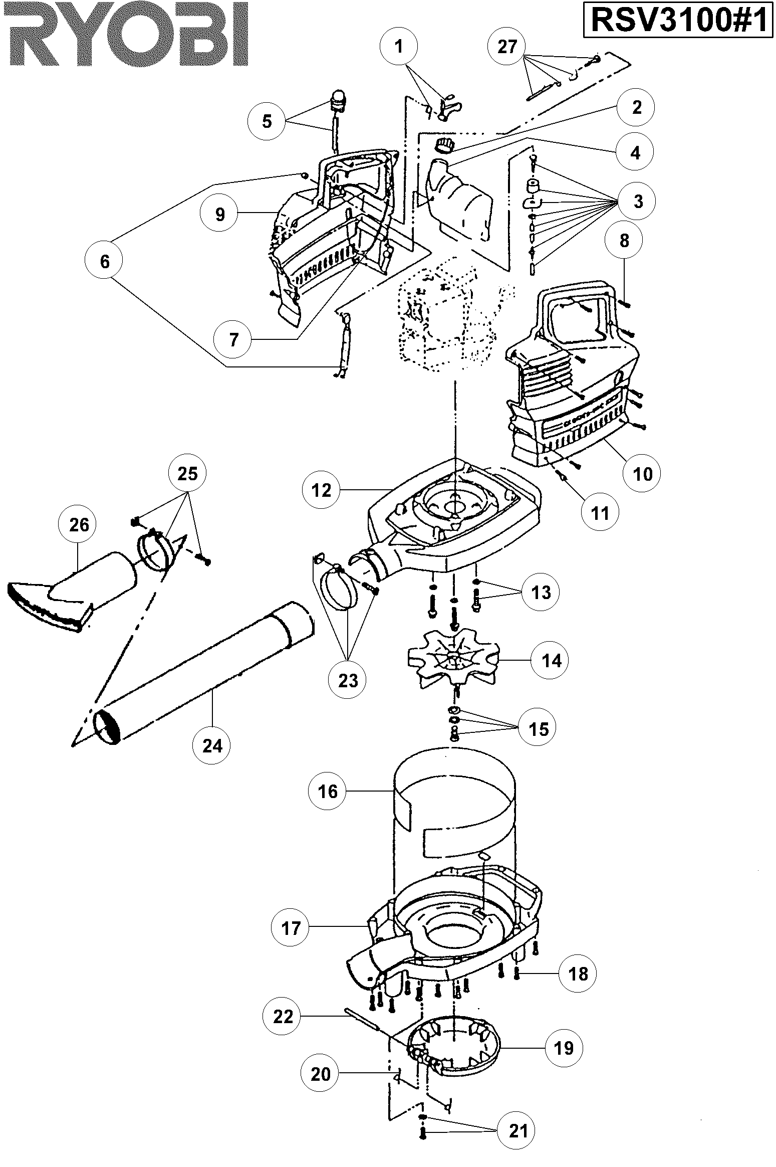 Vue éclatée Ryobi RSV3100 RSV3100#1#01