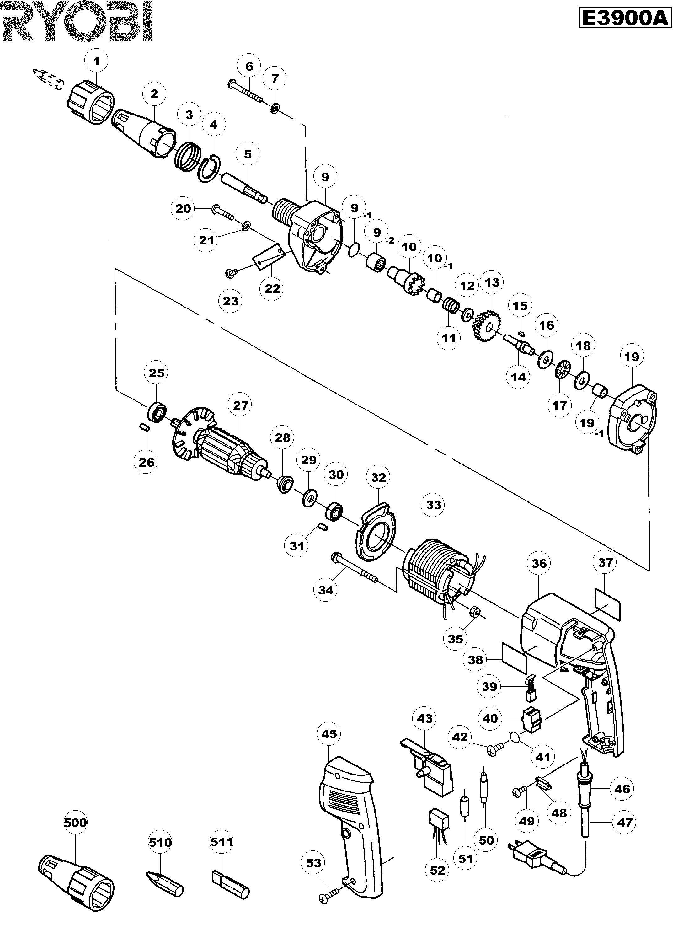 Vue éclatée Ryobi E3900 E3900#1#01