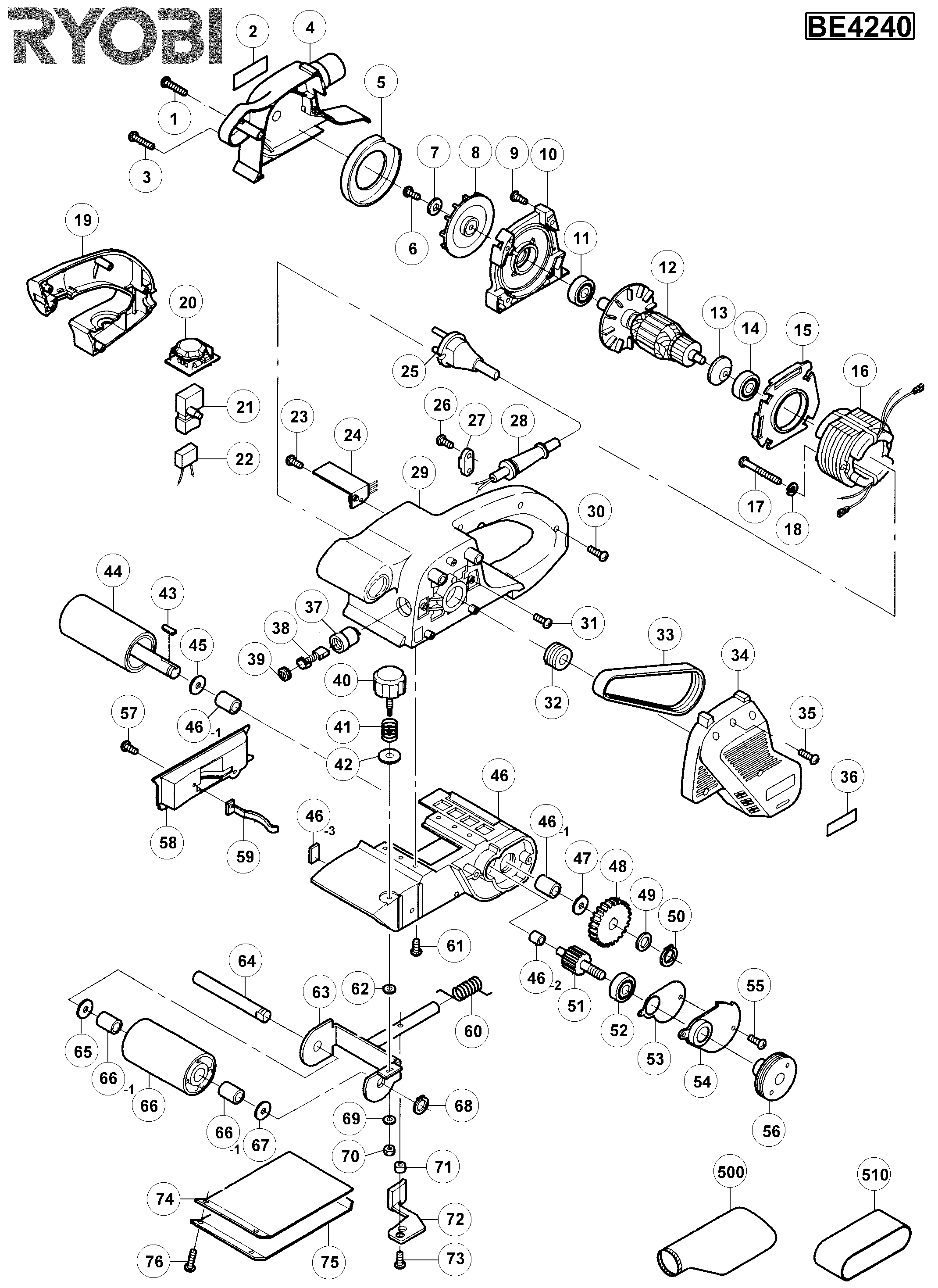 Vue éclatée Ryobi BE4240 BE4240#01