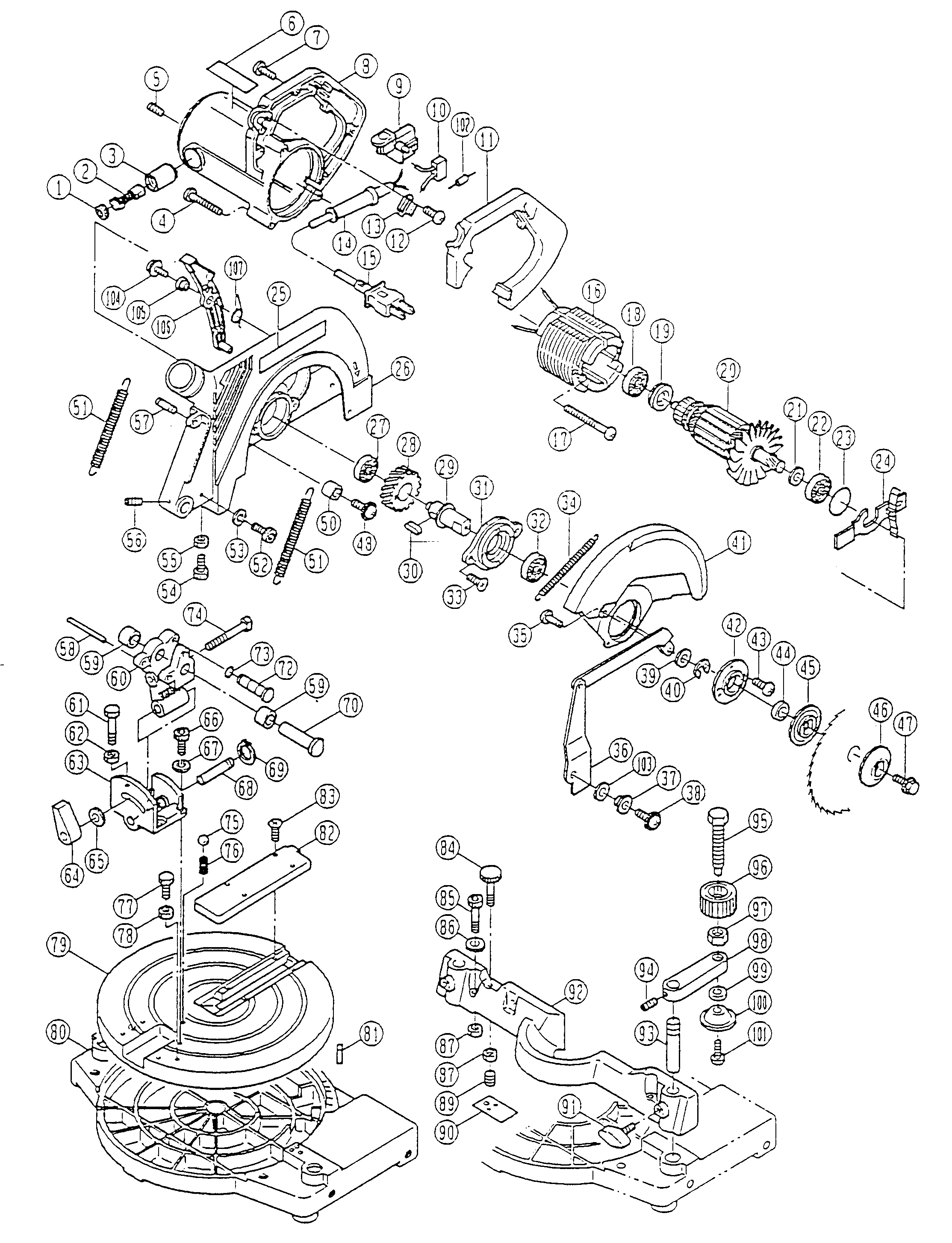 Vue éclatée Ryobi TS221 TS221#01