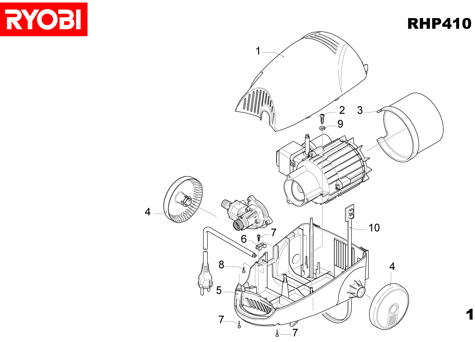 Vue éclatée Ryobi RHP410 RHP410#2#01