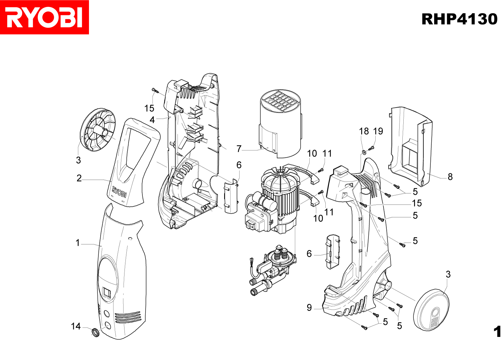Vue éclatée Ryobi RHP4130 RHP4130#3#01