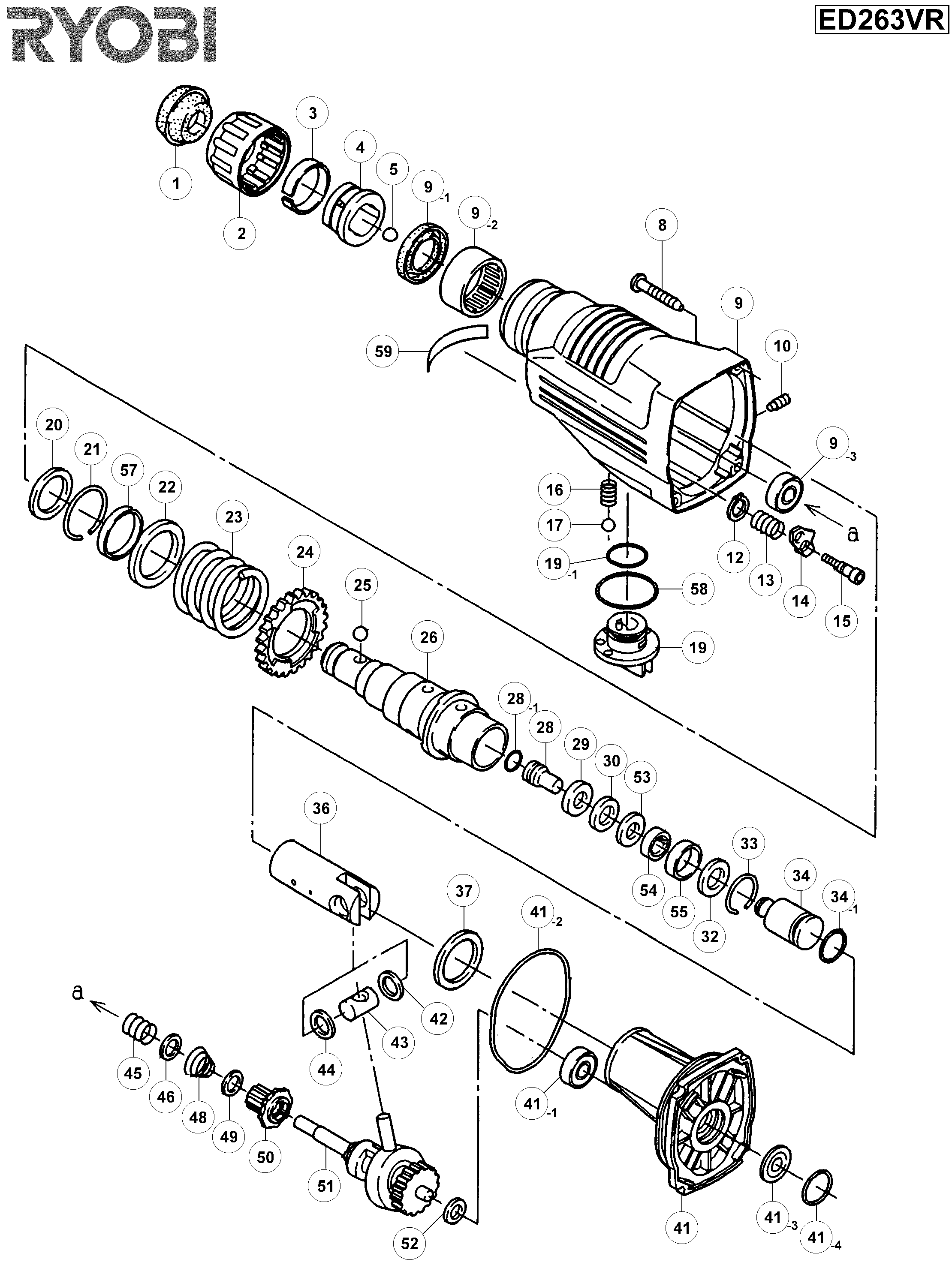 Vue éclatée Ryobi ED263VR ED263VR#1#01