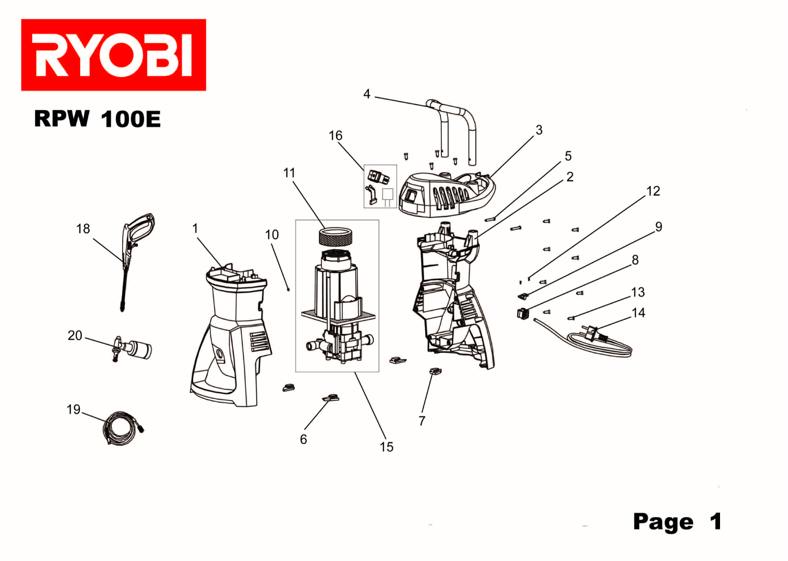 Vue éclatée Ryobi RPW100E RPW100E#1#01