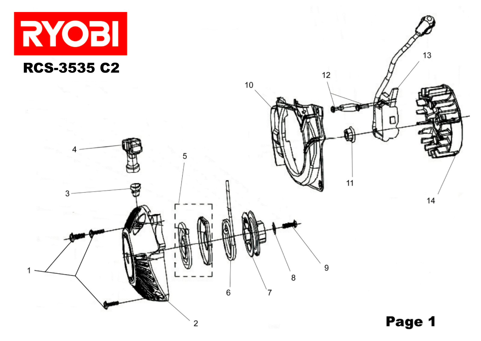 Vue éclatée Ryobi RCS3535C2 RCS3535C2#1#01