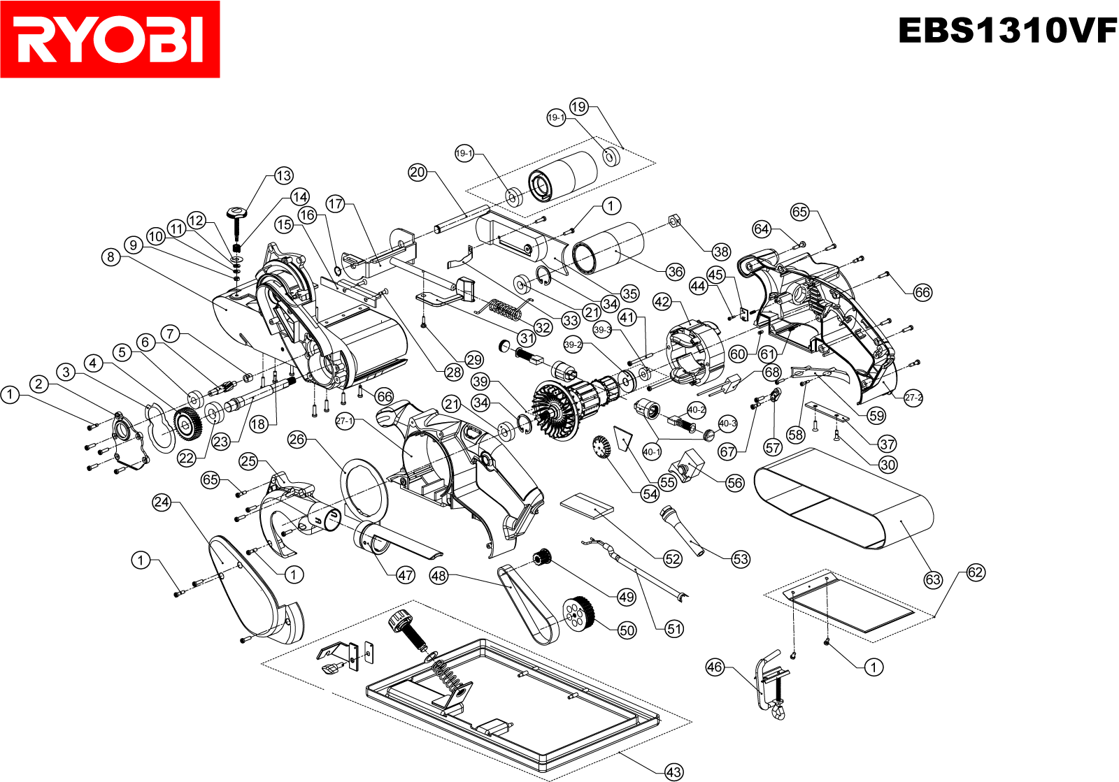 Vue éclatée Ryobi EBS1310VF EBS1310VF#1#01