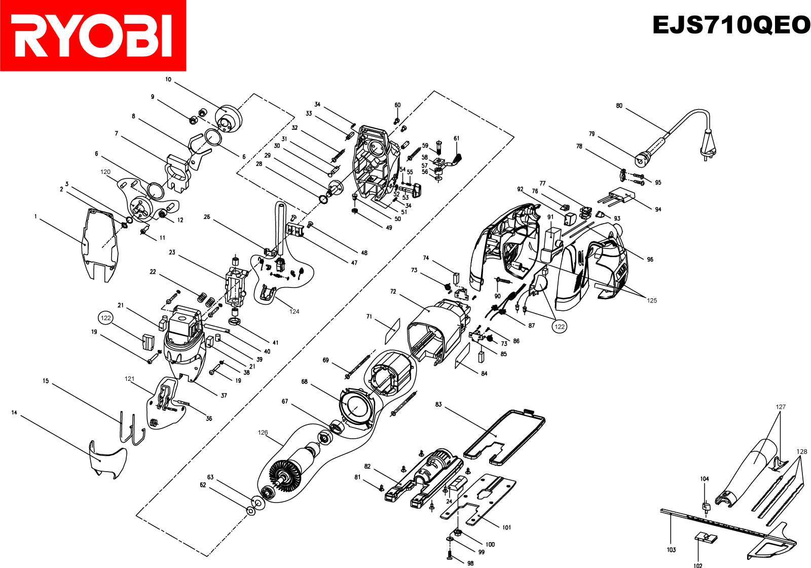 Vue éclatée Ryobi EJS710QEO EJS710QEO#1#01