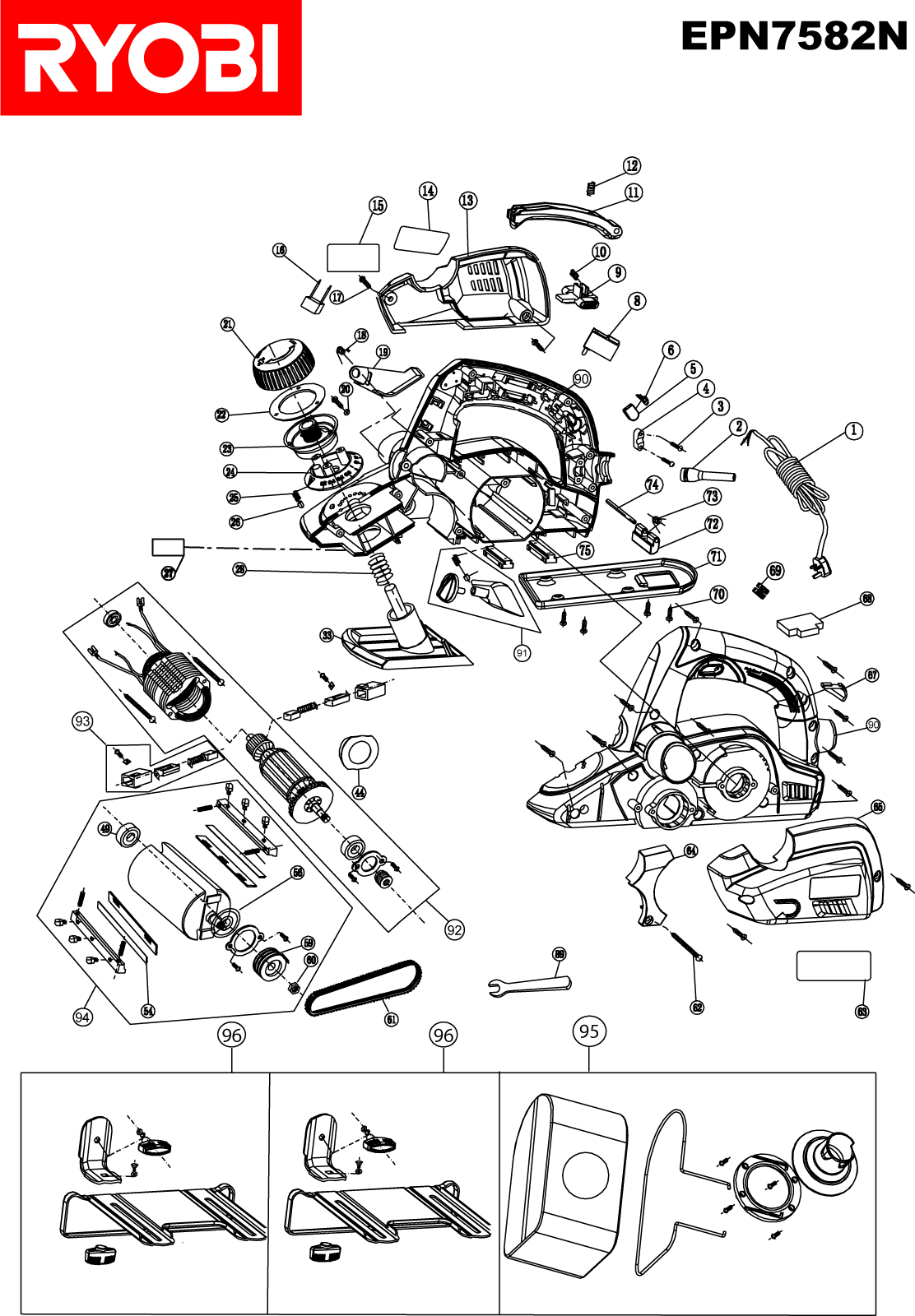 Vue éclatée Ryobi EPN7582N EPN7582N#1#01