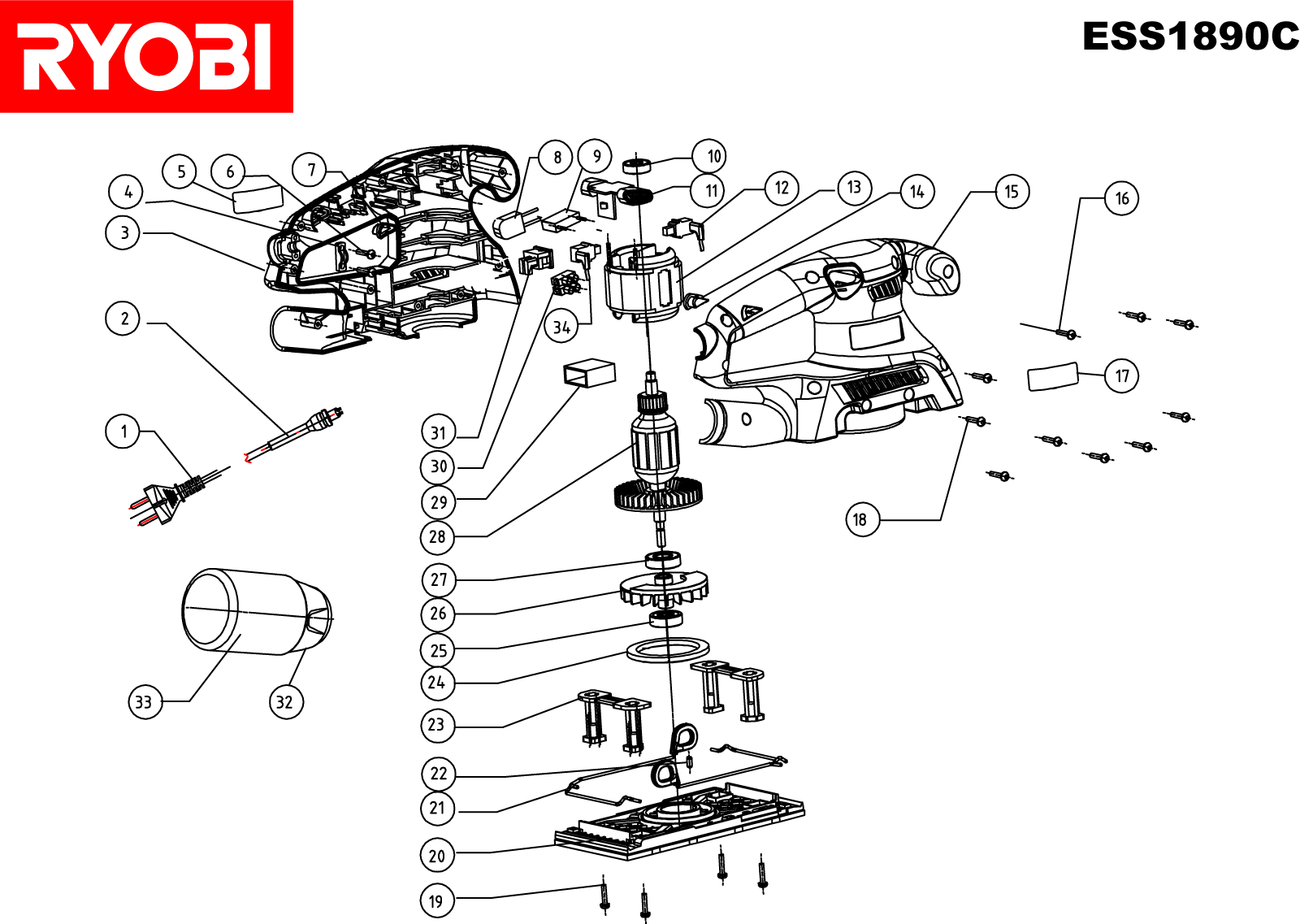 Vue éclatée Ryobi ESS1890C ESS1890C#1#01