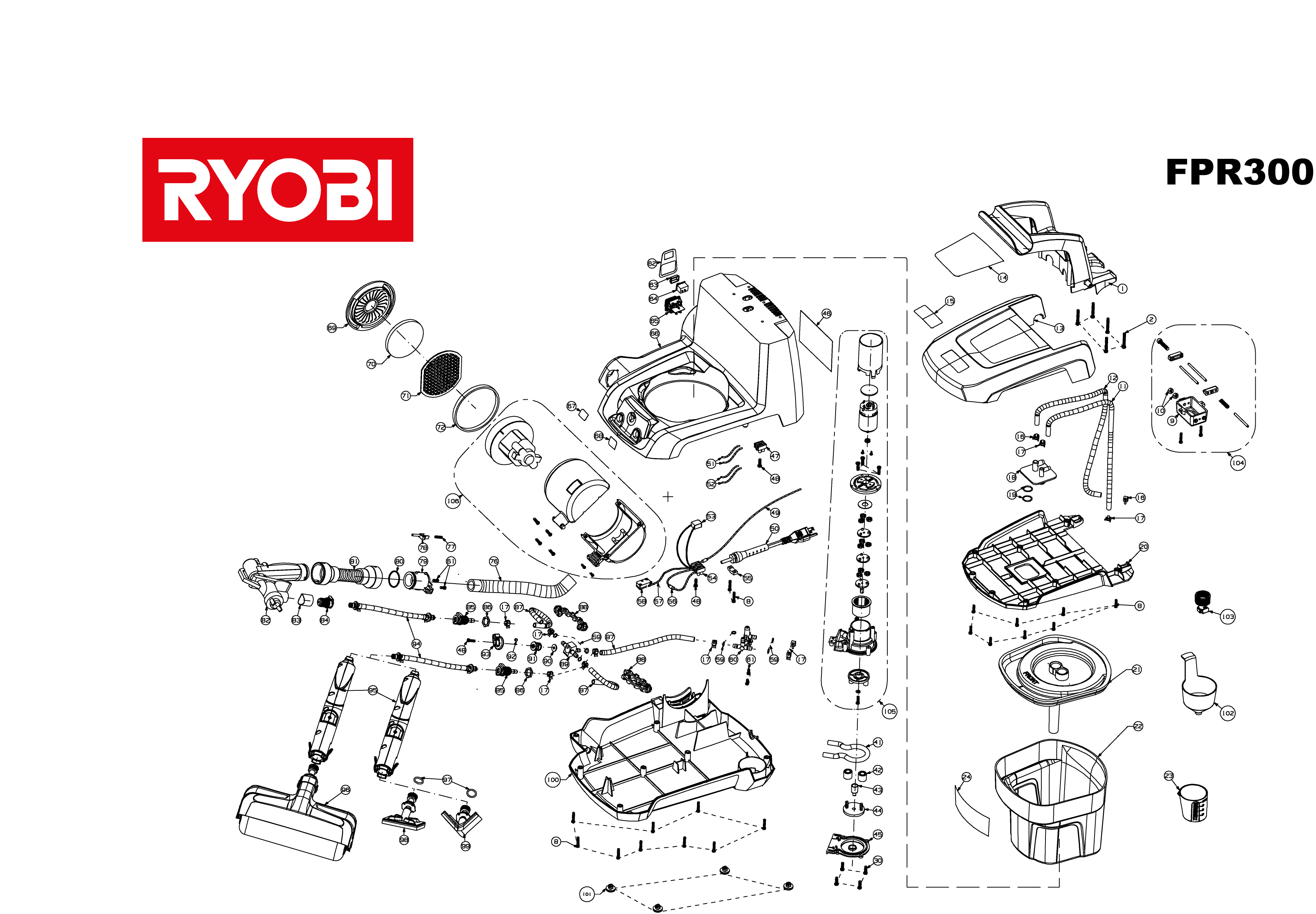 Vue éclatée Ryobi FPR300 FPR300#1#01