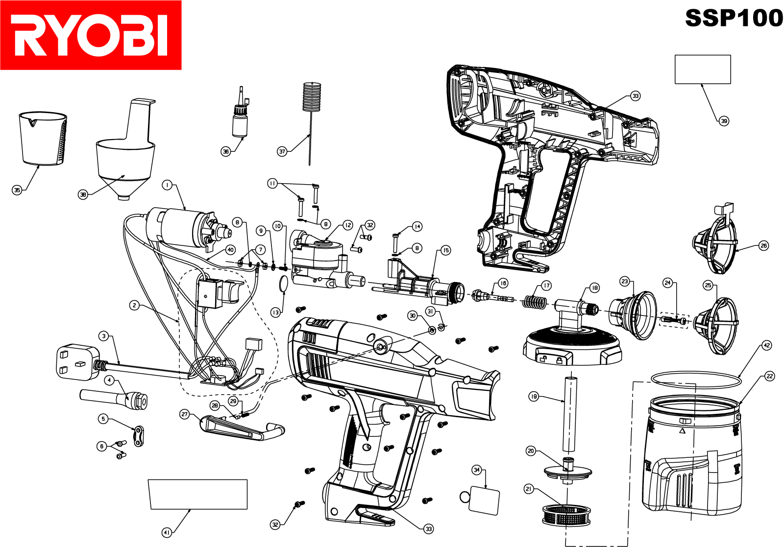 Vue éclatée Ryobi SSP100 4000444007#01