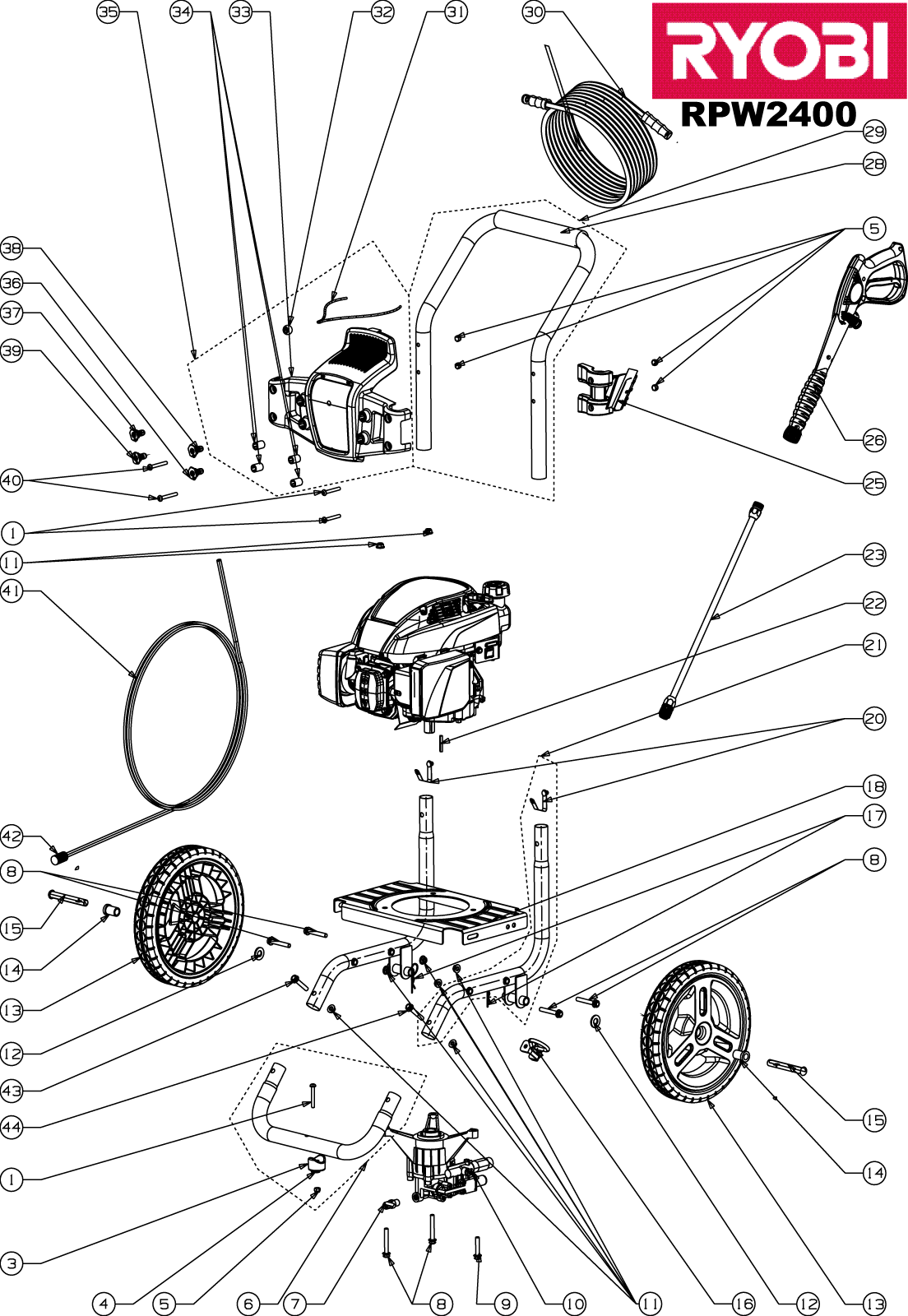 Vue éclatée Ryobi RPW2400 RPW2400#1#01