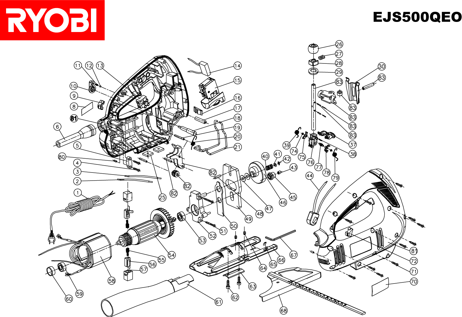 Vue éclatée Ryobi EJS500QEO EJS500QEO#1#01