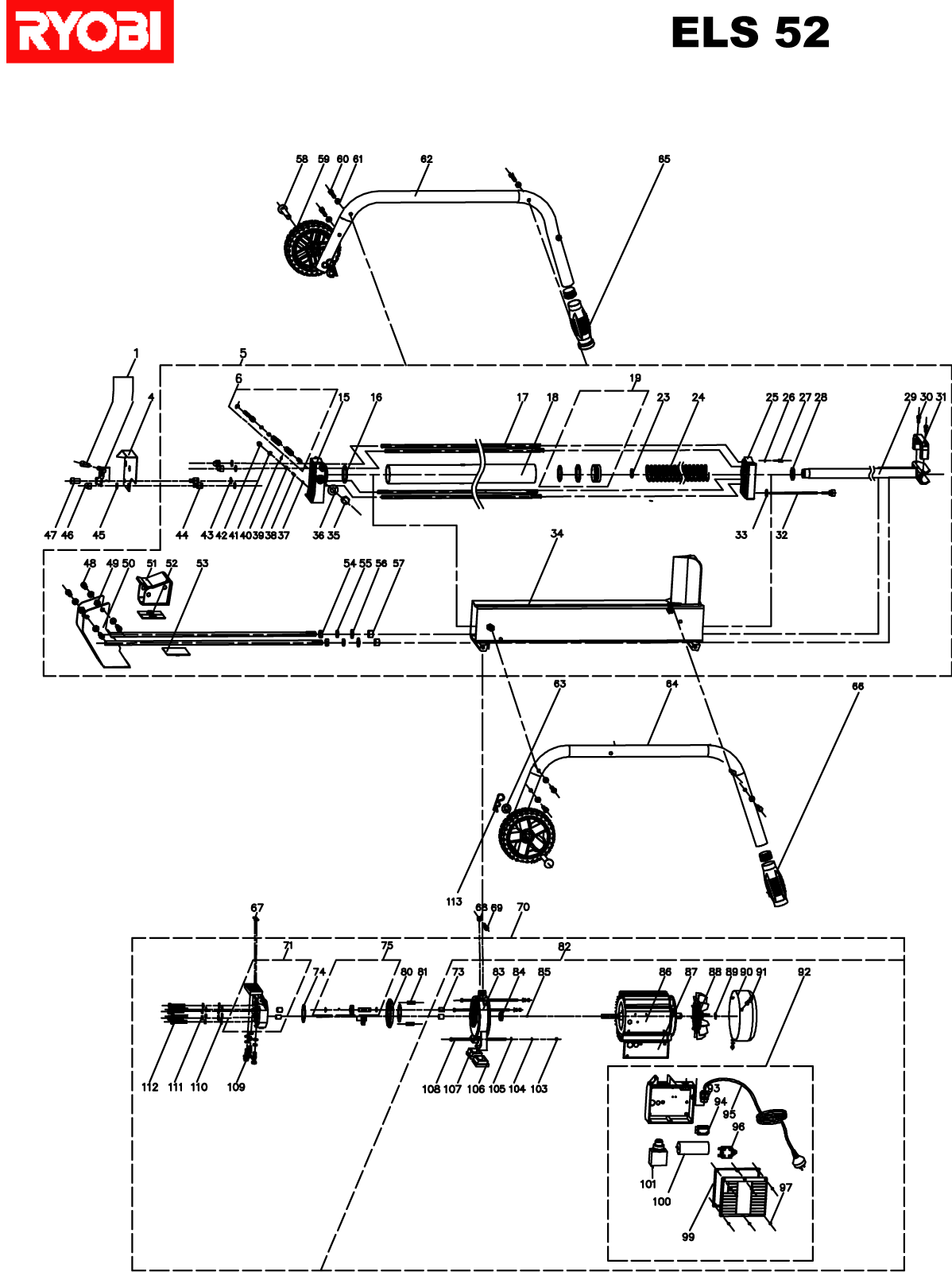 Vue éclatée Ryobi ELS52 ELS52#1#01