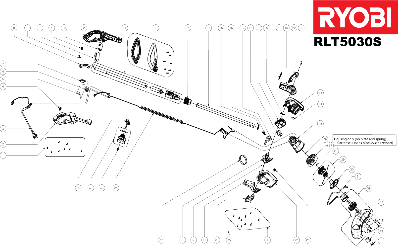 Vue éclatée Ryobi RLT5030S RLT5030S#1#01