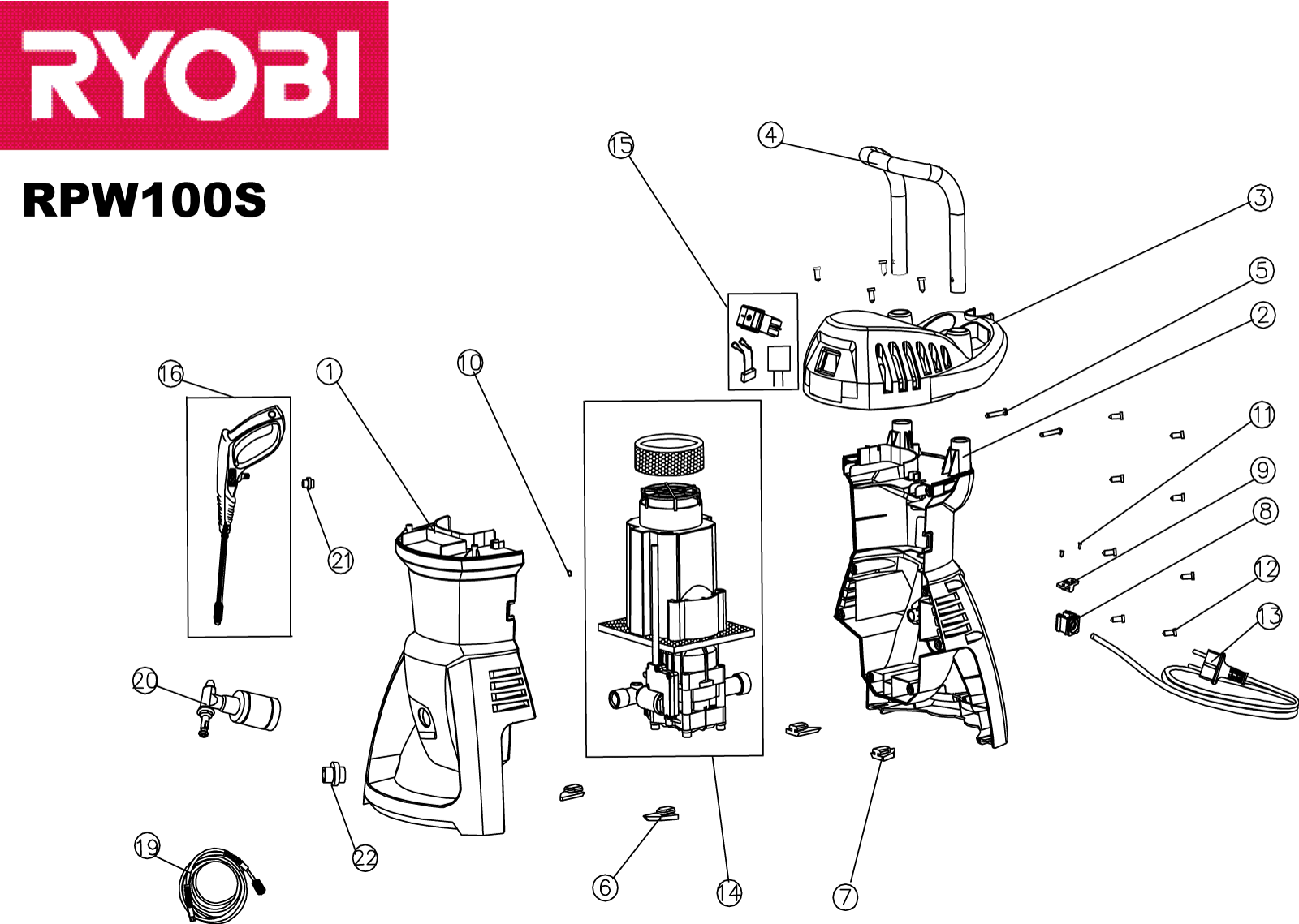 Vue éclatée Ryobi RPW100S RPW100S#1#01