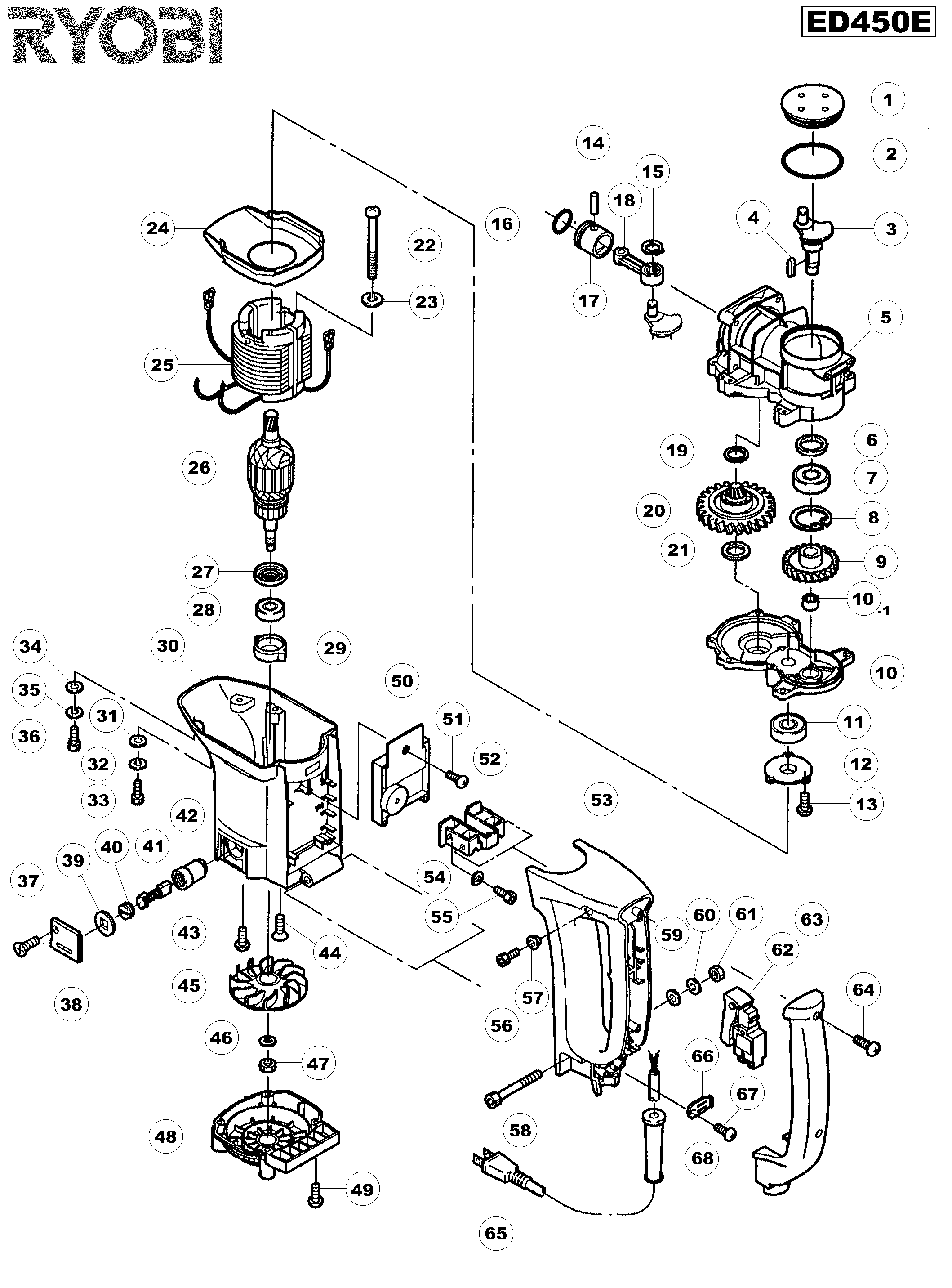 Vue éclatée Ryobi ED450E ED450E#1#01