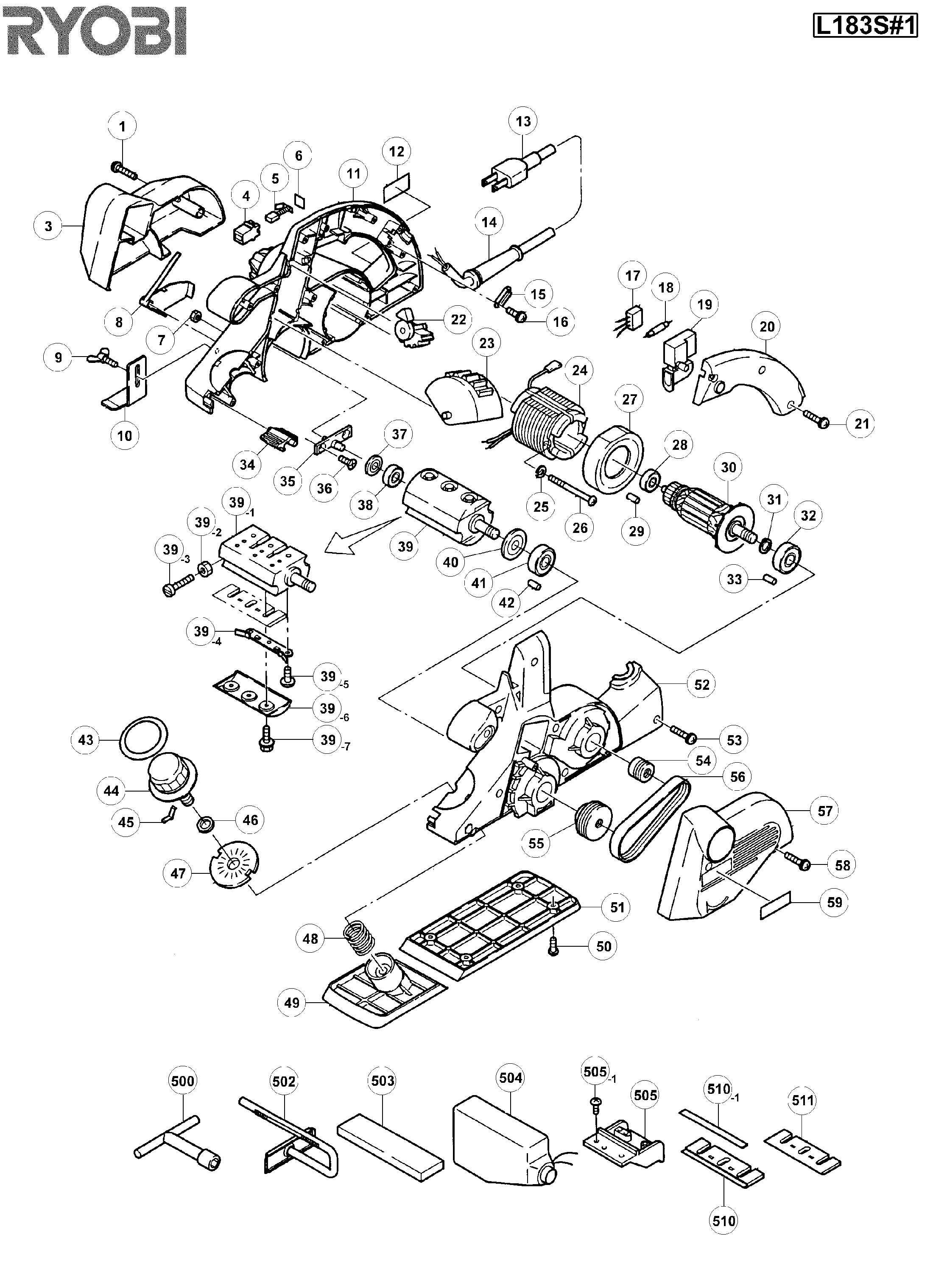 Vue éclatée Ryobi L183S L183S#1#01