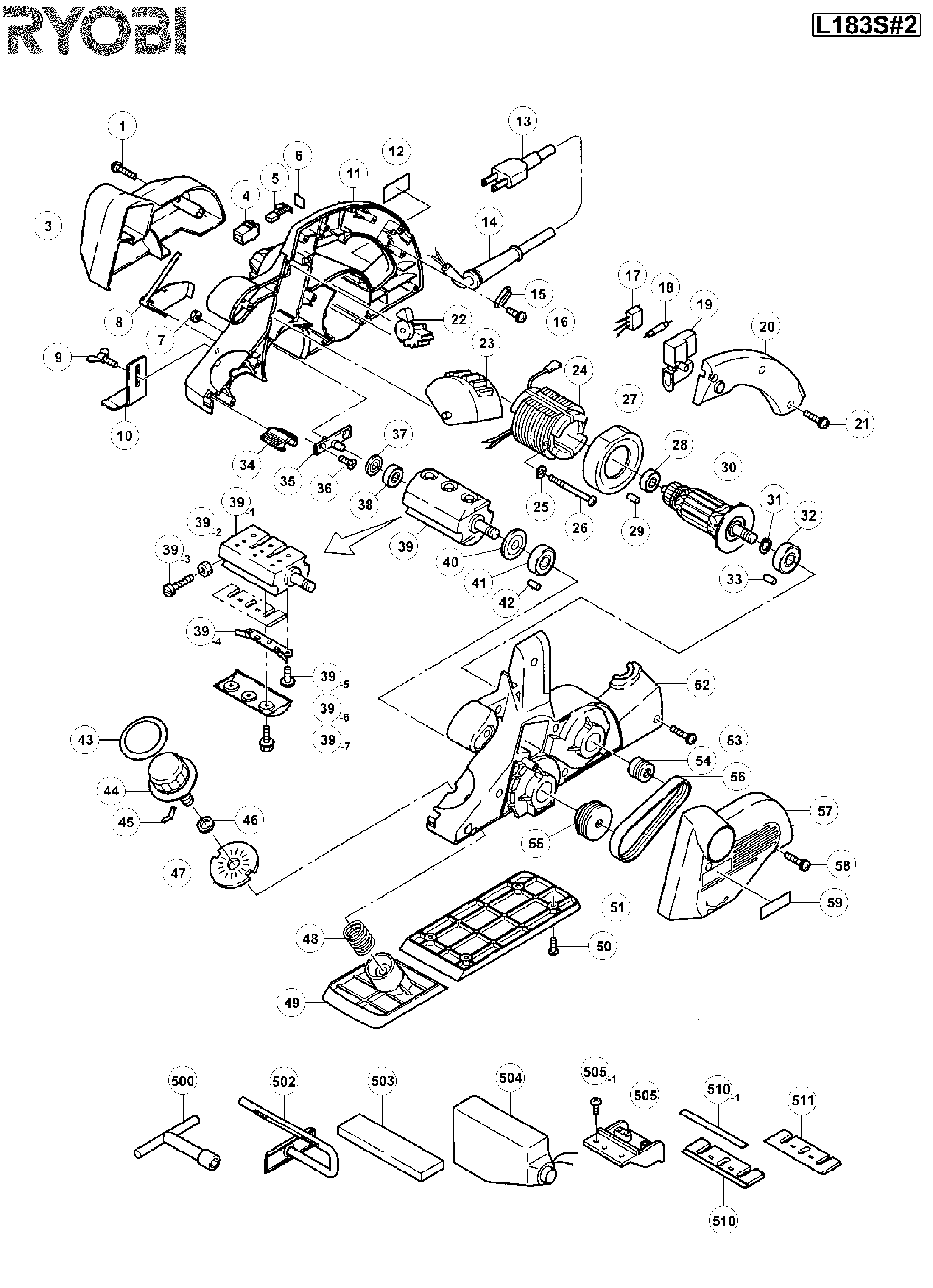 Vue éclatée Ryobi L183S L183S#2#01
