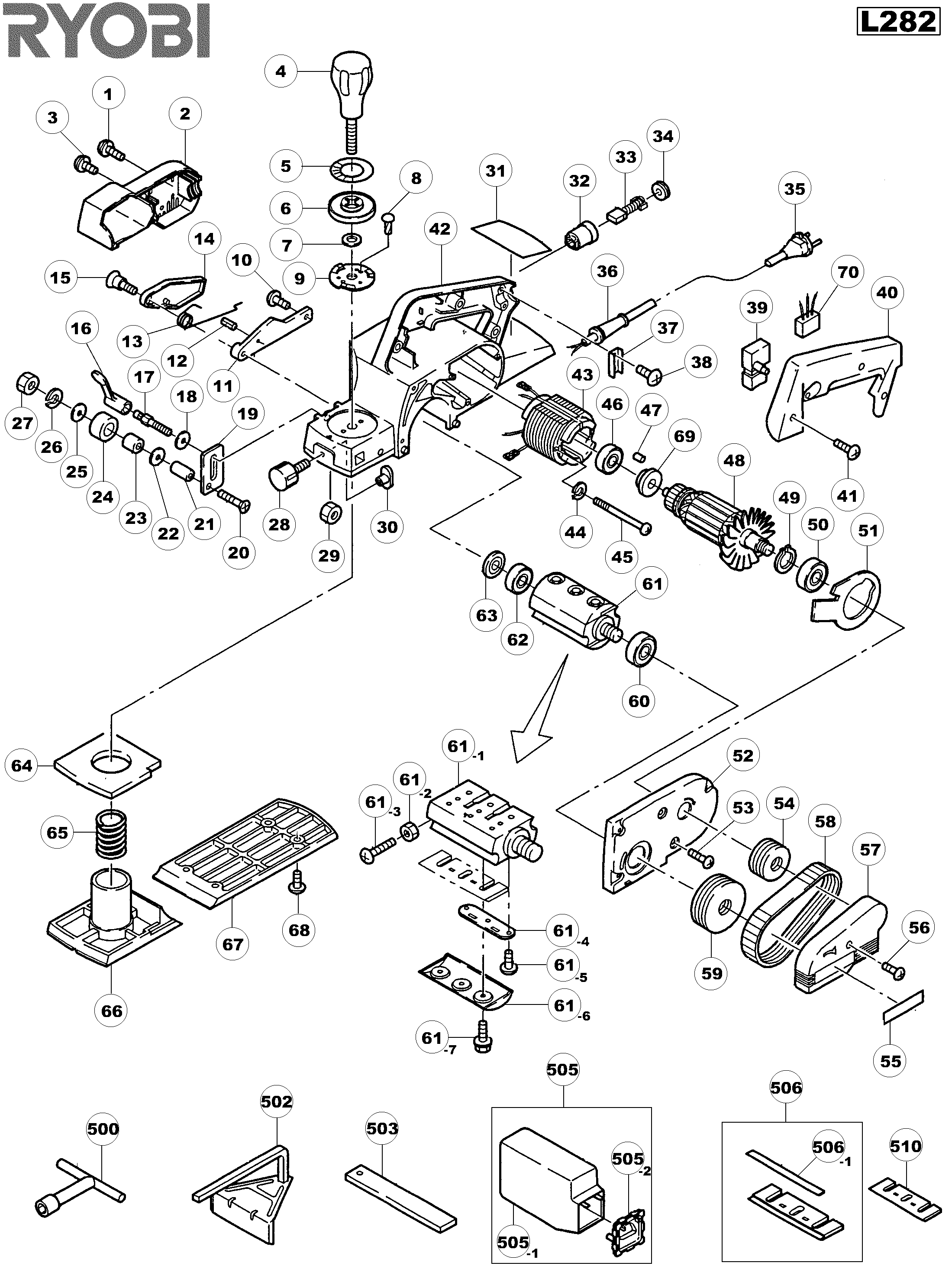 Vue éclatée Ryobi L282 L282#1#01