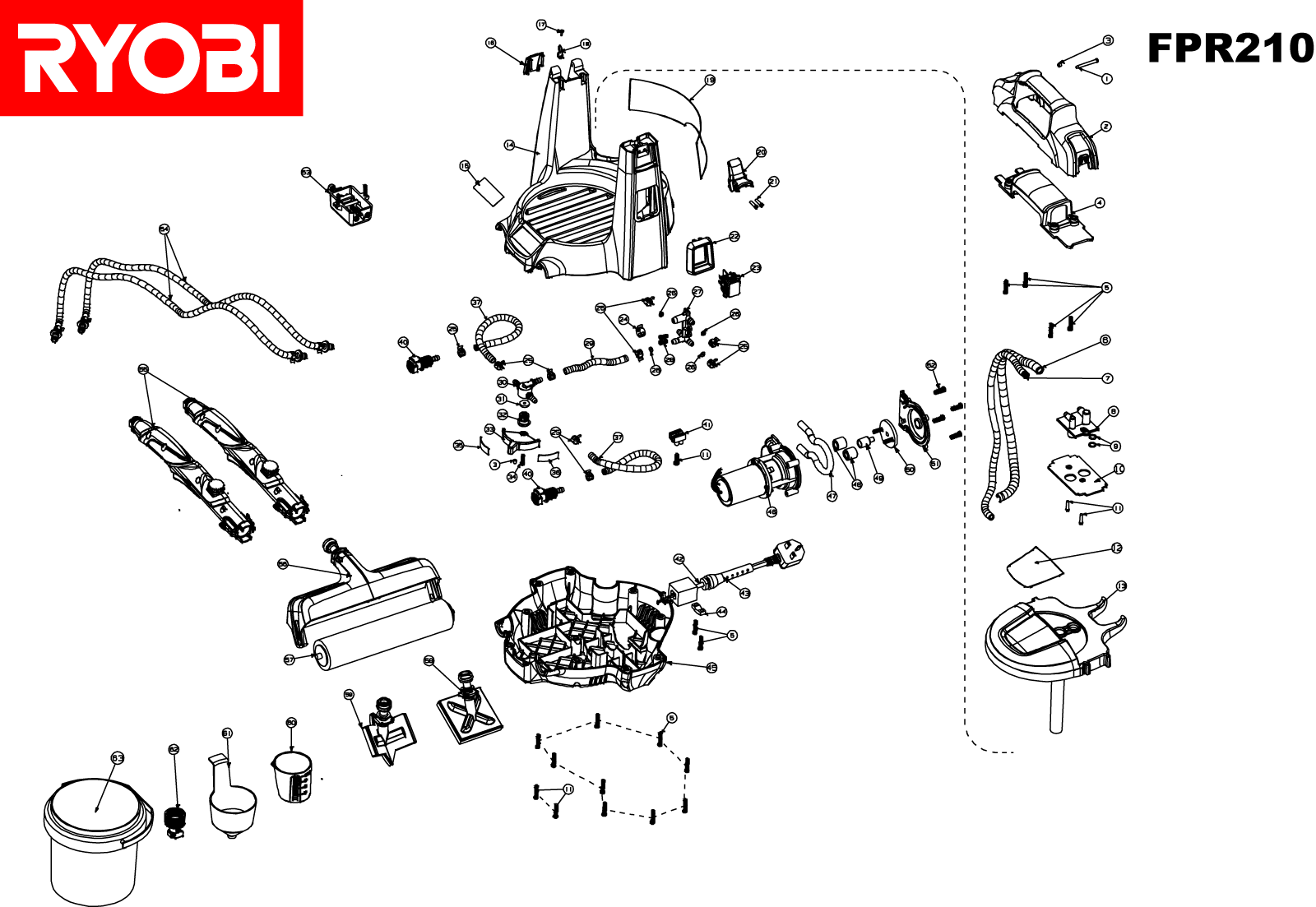Vue éclatée Ryobi FPR210 FPR210#1#01
