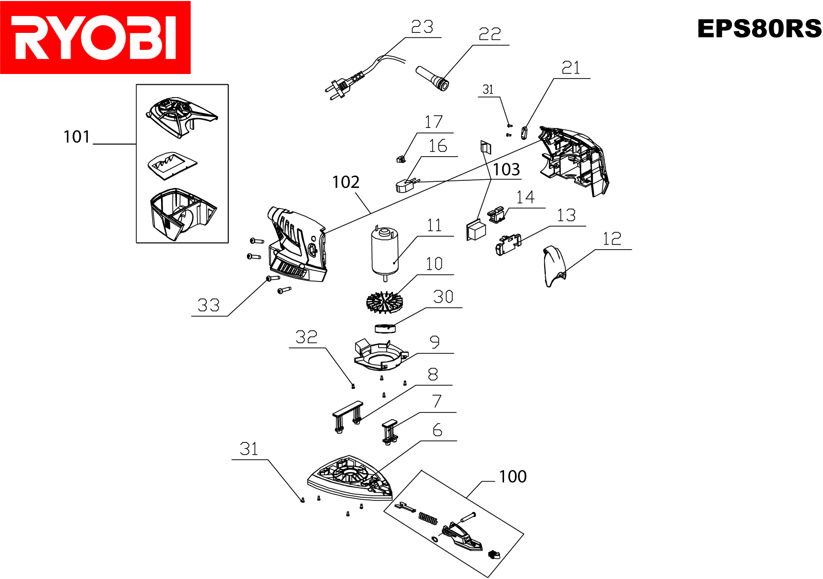 Vue éclatée Ryobi EPS80RS 4000444130#01