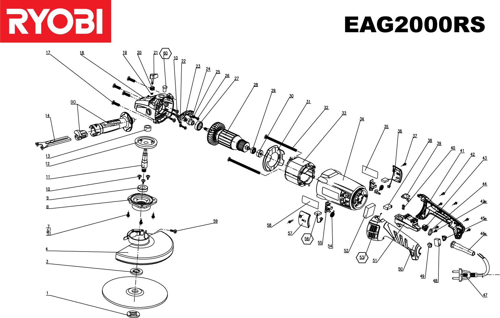 Vue éclatée Ryobi EAG2000RS_EU EAG2000RS#2#01