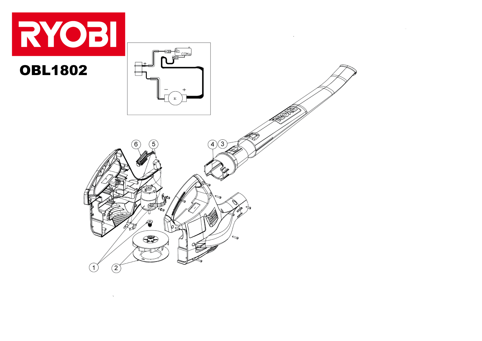 Vue éclatée Ryobi OBL1802 4000444263#01