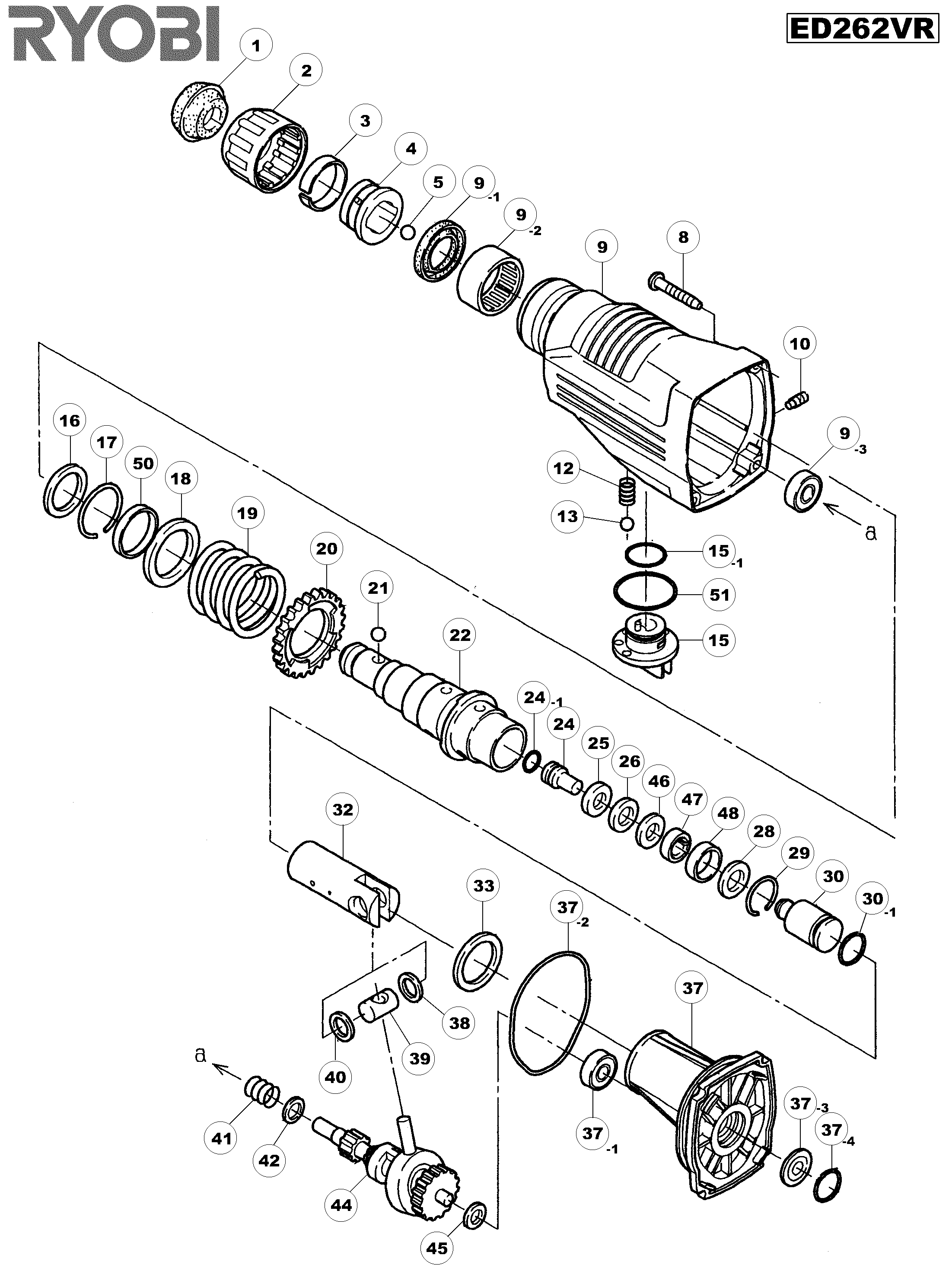Vue éclatée Ryobi ED262VR ED262VR#1#01