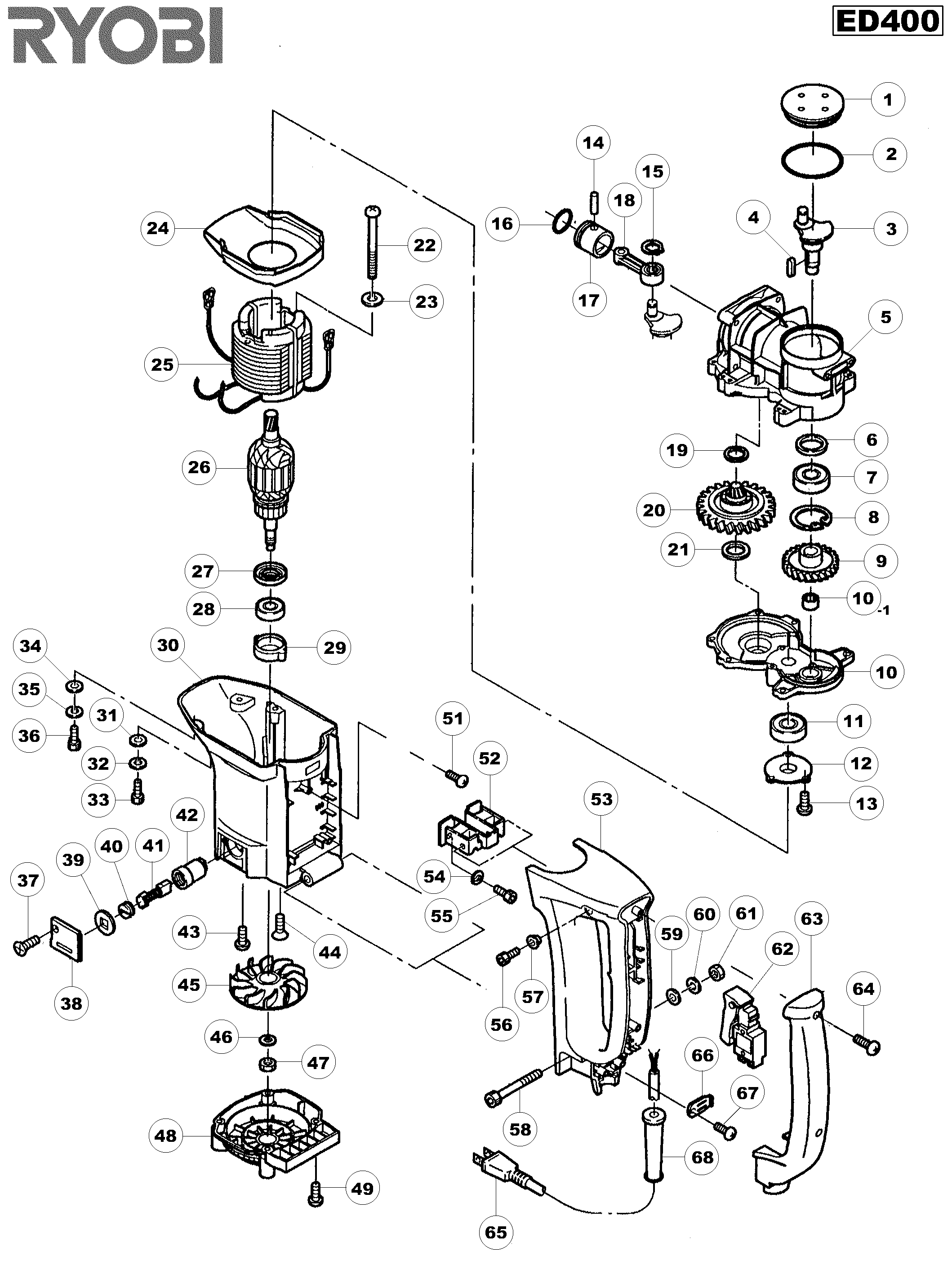 Vue éclatée Ryobi ED400 ED400#1#01