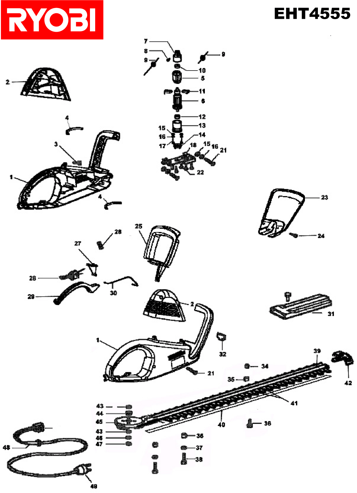 Vue éclatée Ryobi EHT4555 EHT4555#1#01