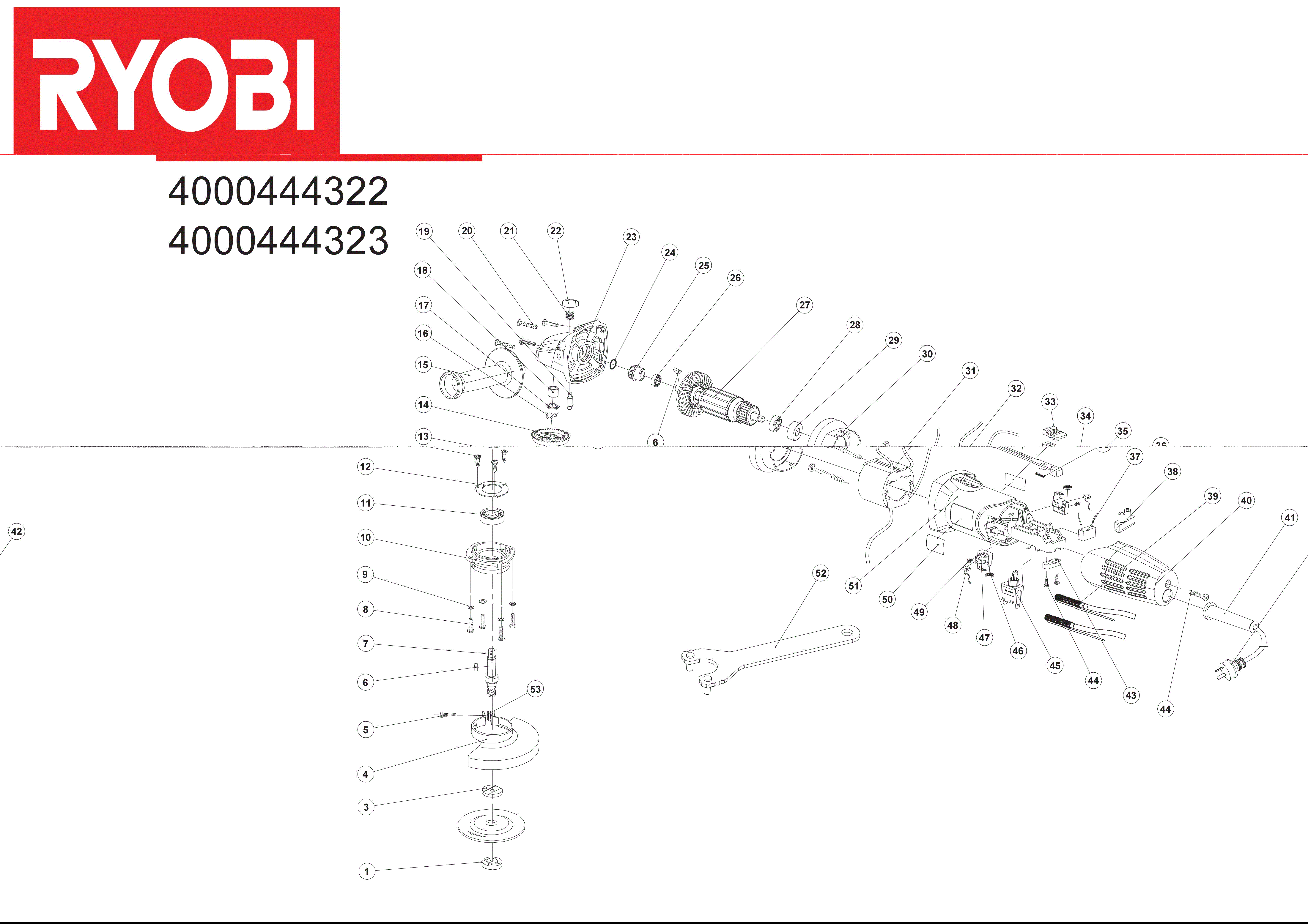 Vue éclatée Ryobi EAG600RS 4000444322#01