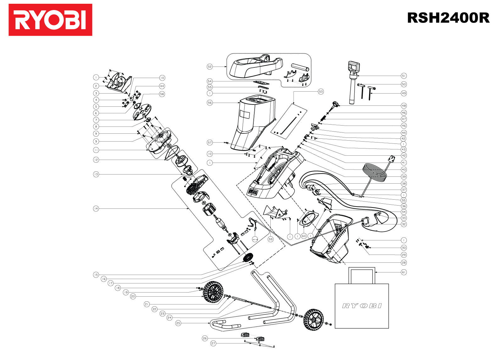 Vue éclatée Ryobi RSH2400R 4000444336#01