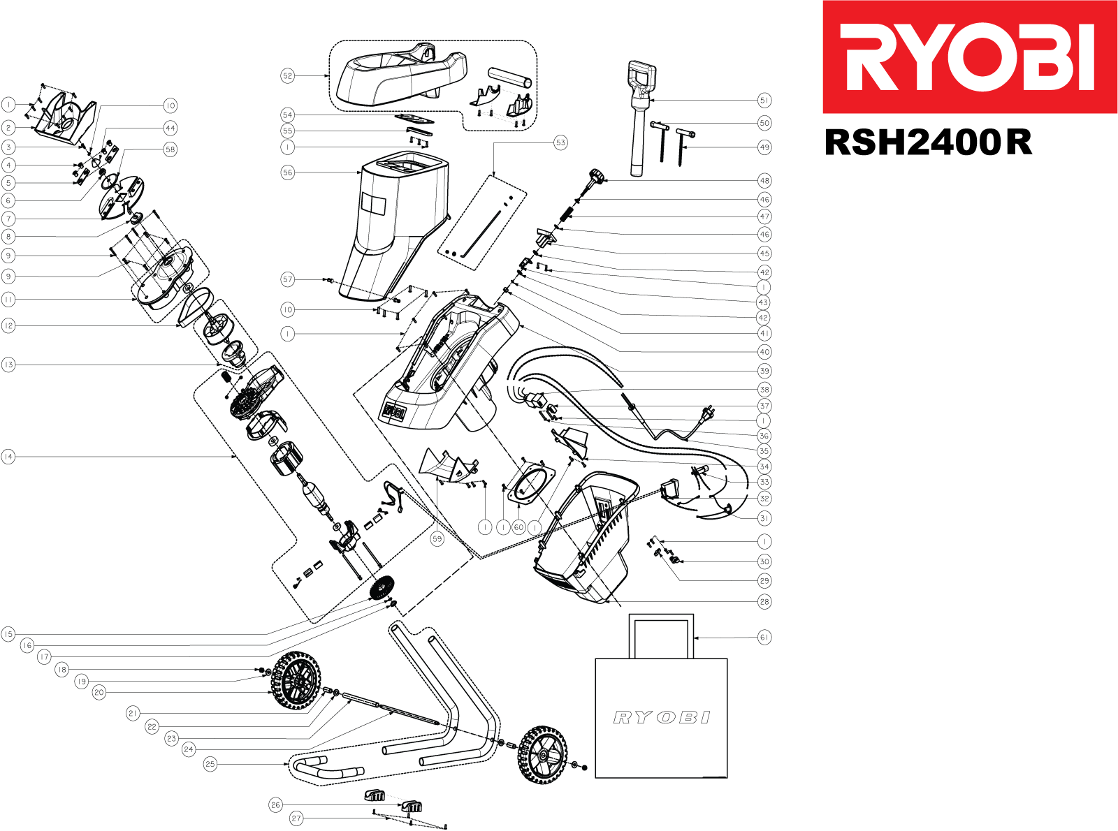 Vue éclatée Ryobi RSH2400R 4000444337#01