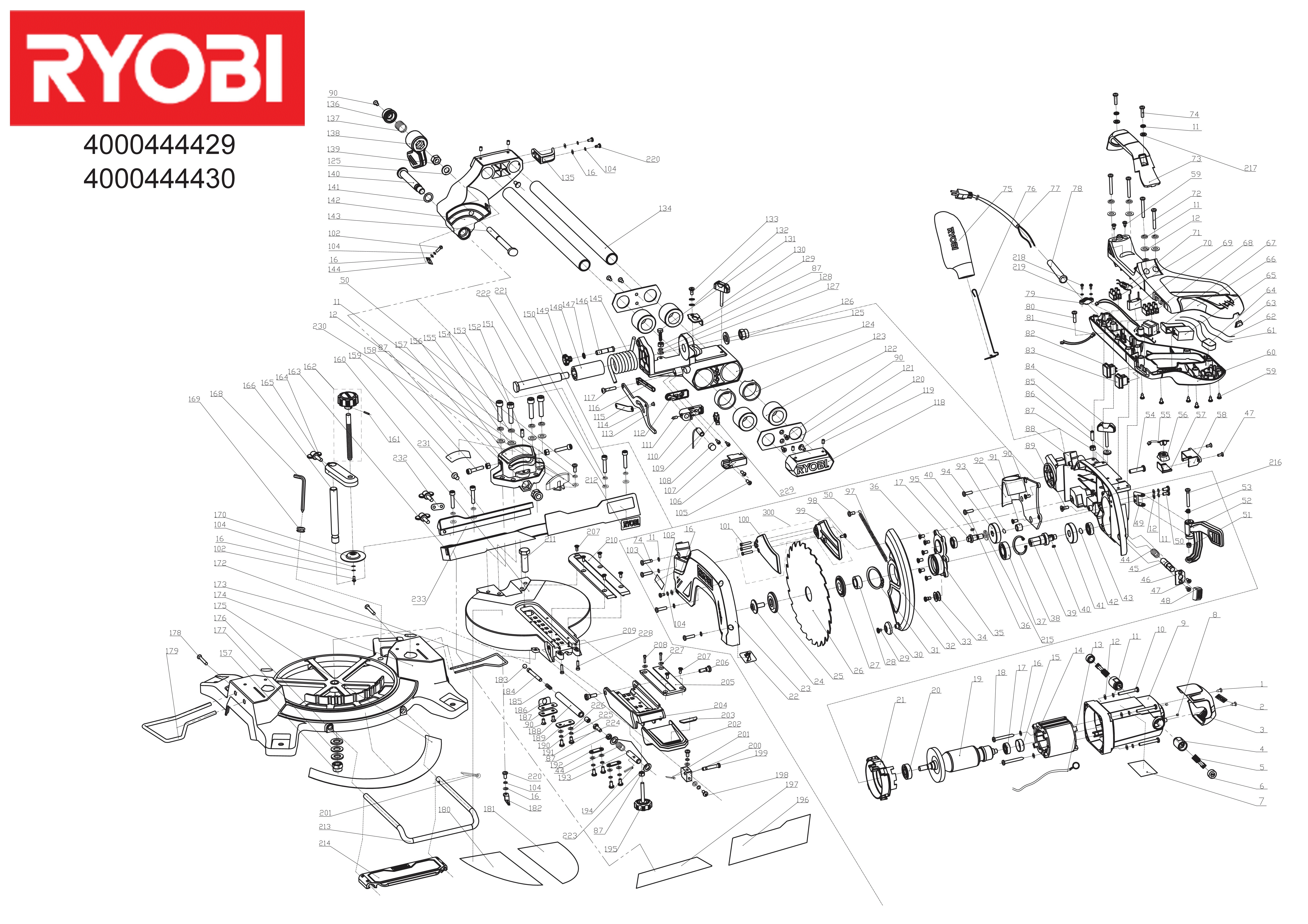 Vue éclatée Ryobi EMS216L 4000444429#01