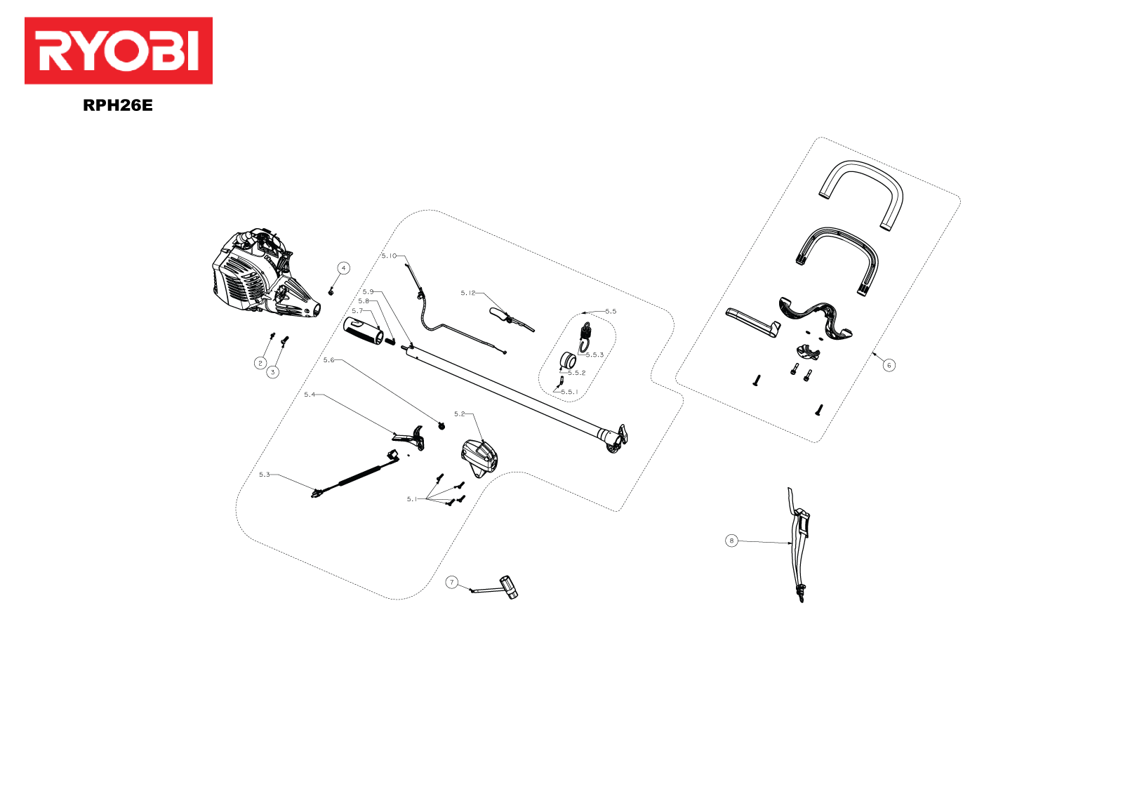 Vue éclatée Ryobi RPH26E 4000444223#01