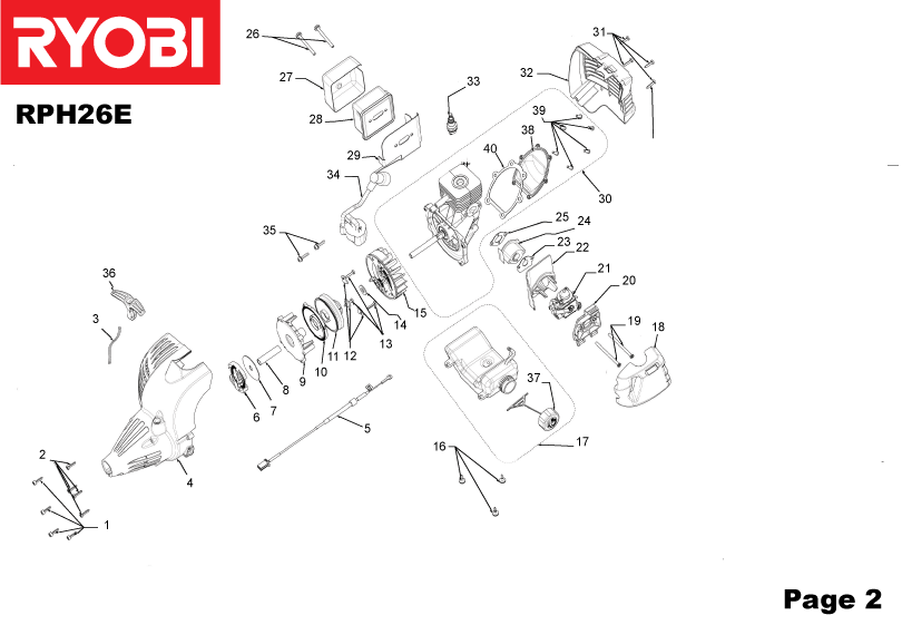 Vue éclatée Ryobi RPH26E 5133001716#1#01
