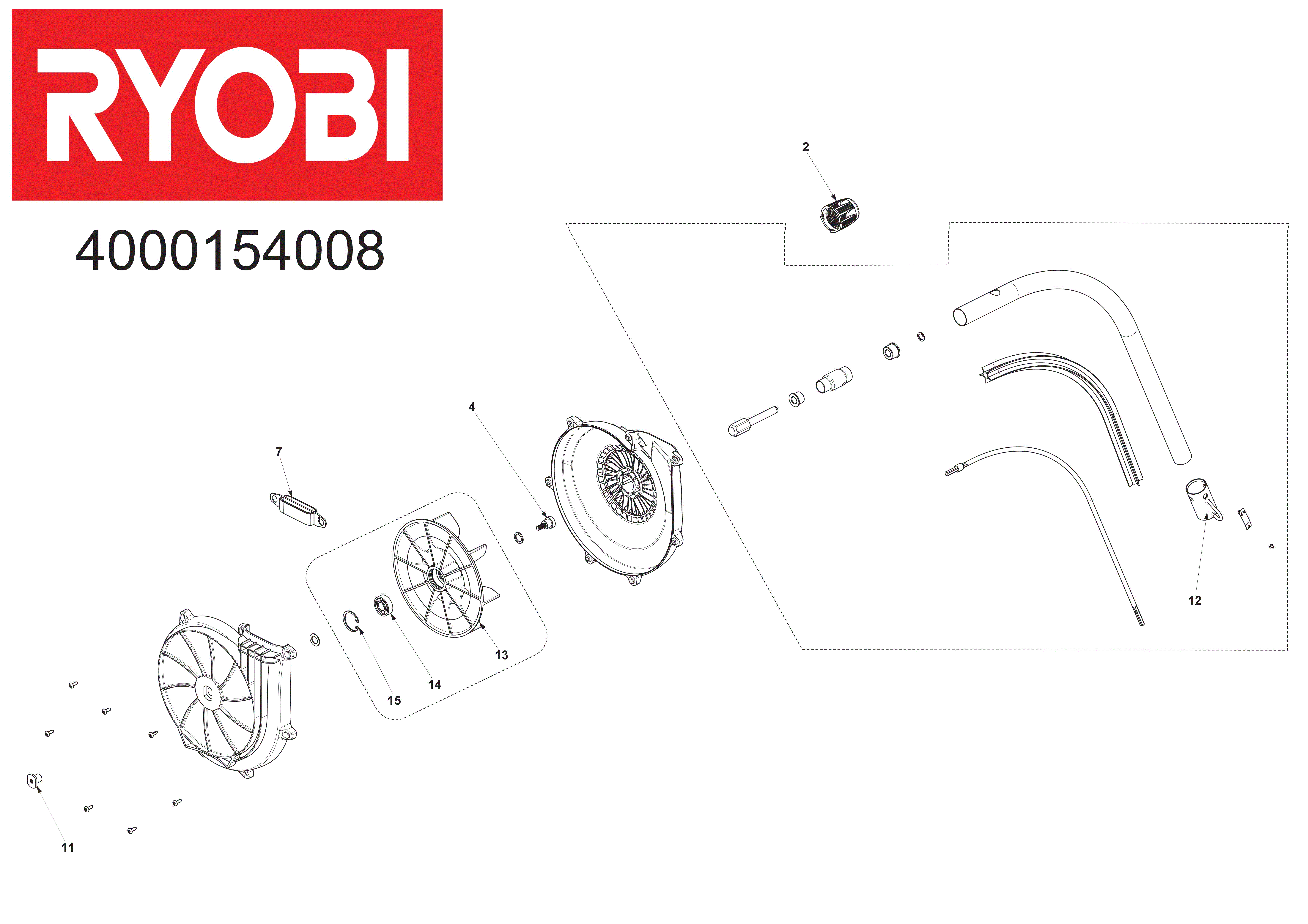 Vue éclatée Ryobi ABE04 4000154008#01