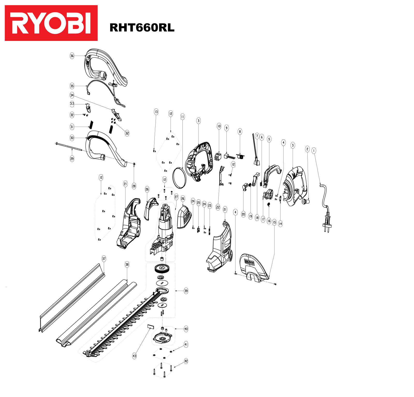 Vue éclatée Ryobi RHT660RL 5133001803#1#01