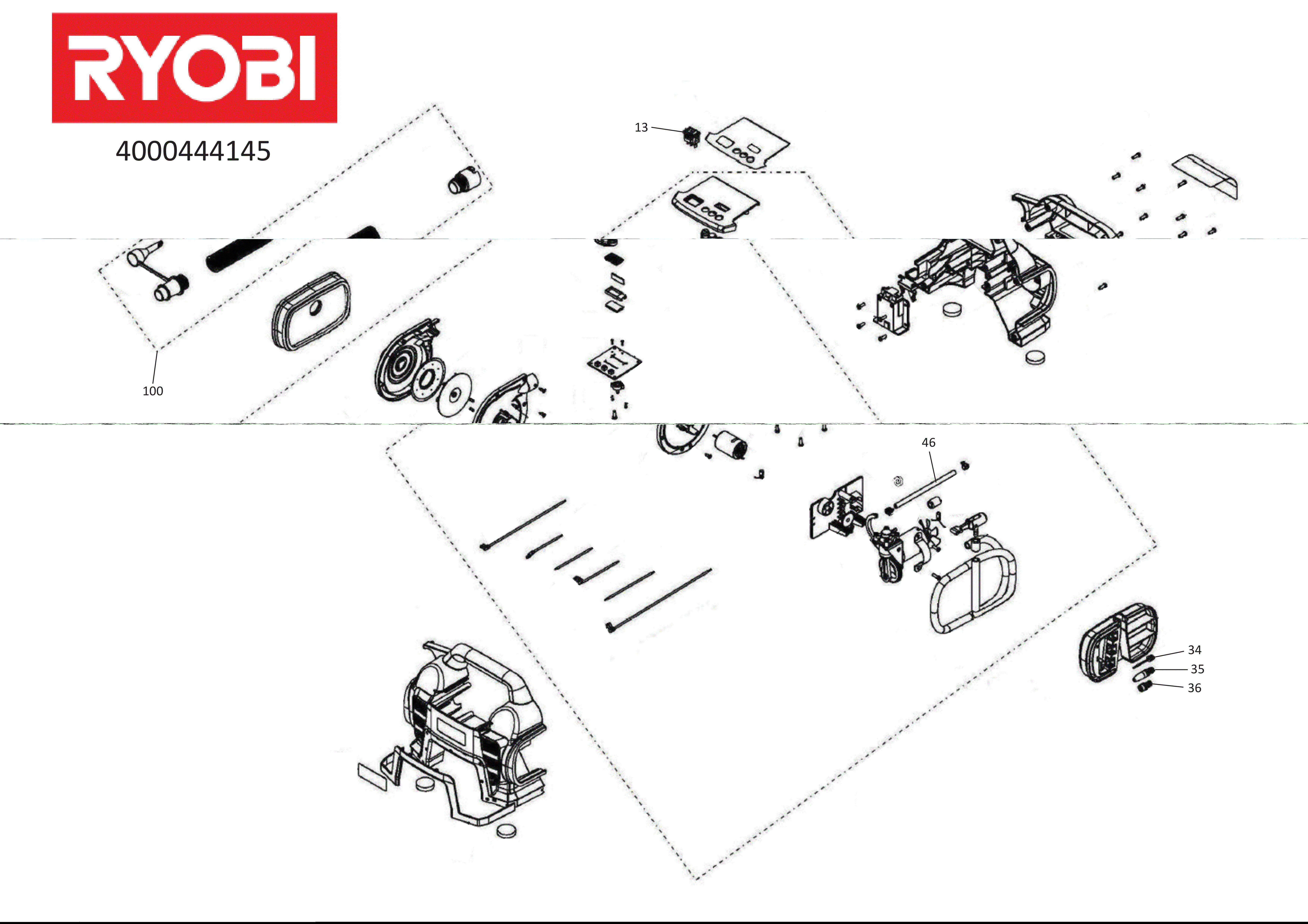 Vue éclatée Ryobi R18I-0 4000444145#01