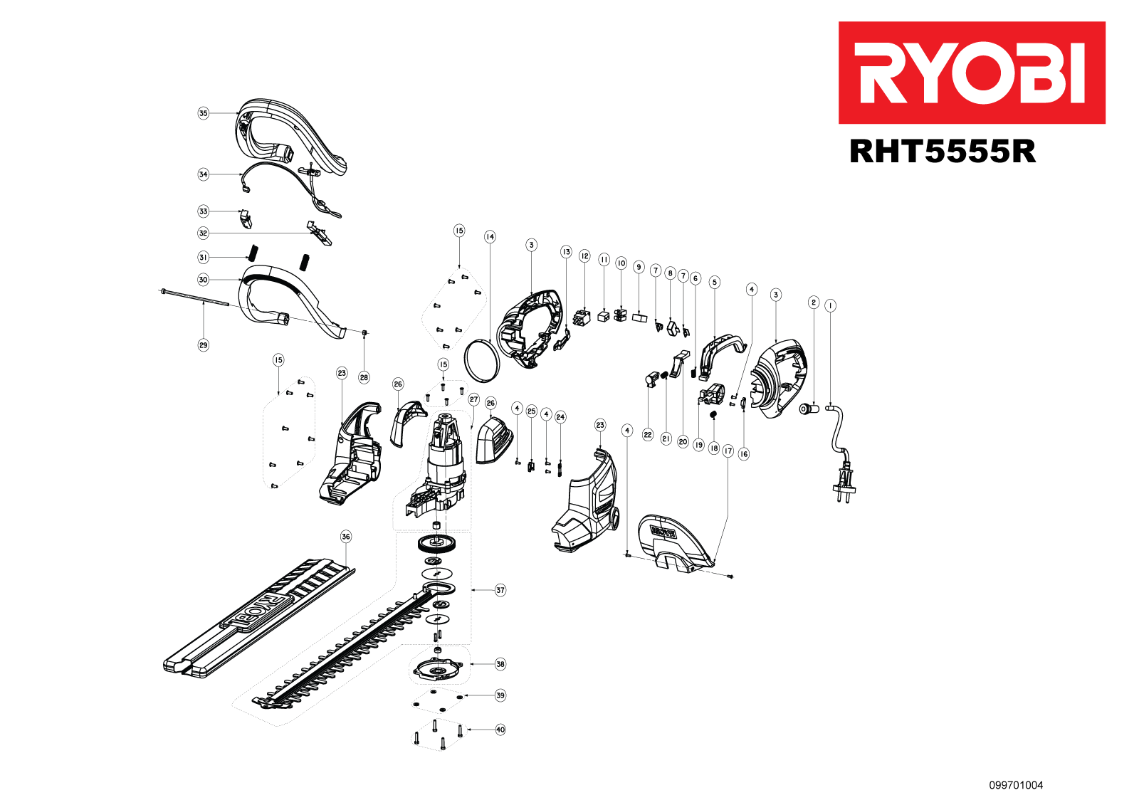 Vue éclatée Ryobi RHT5555R 5133001845#1#01