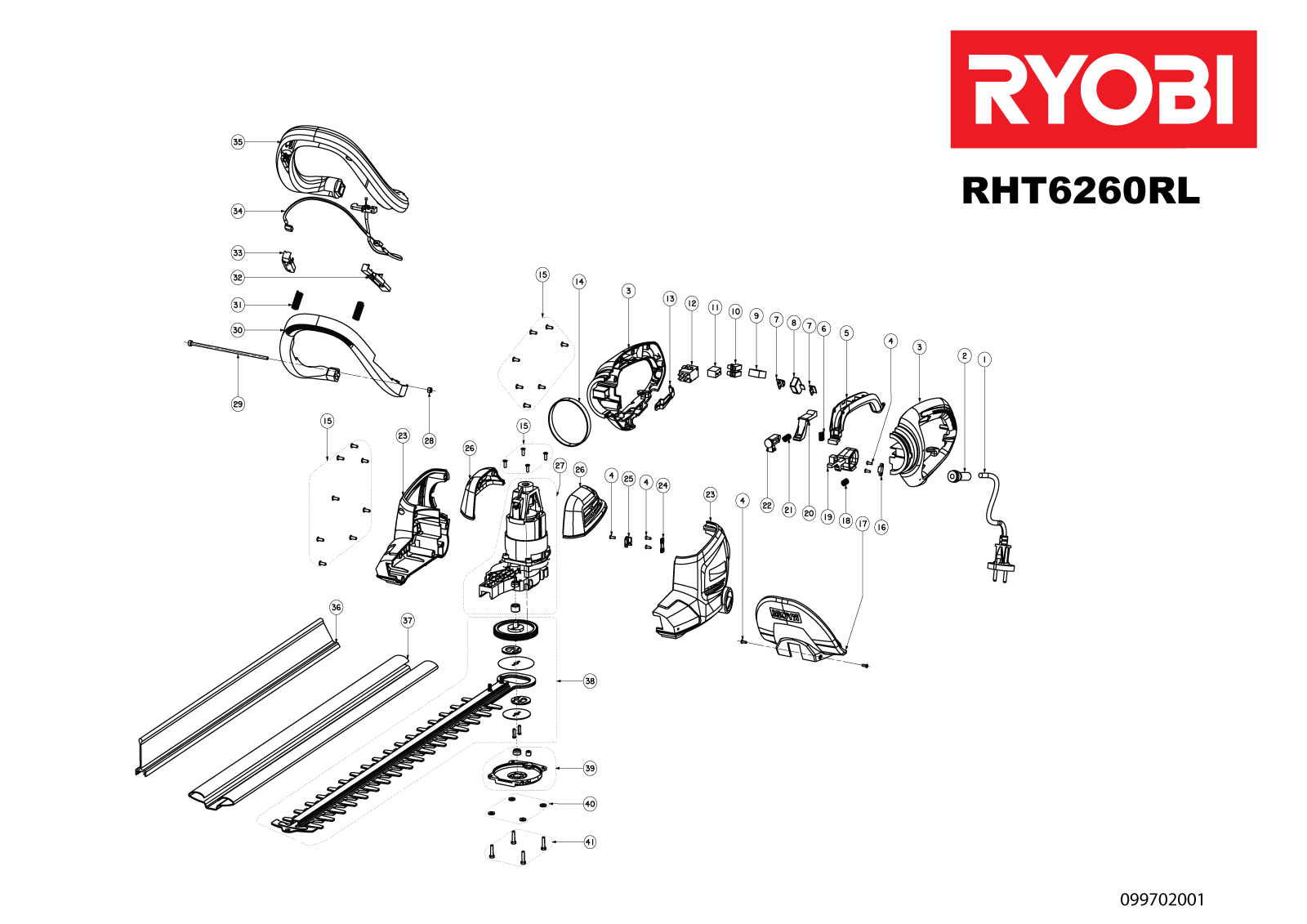 Vue éclatée Ryobi RHT6260RL 099702002#01
