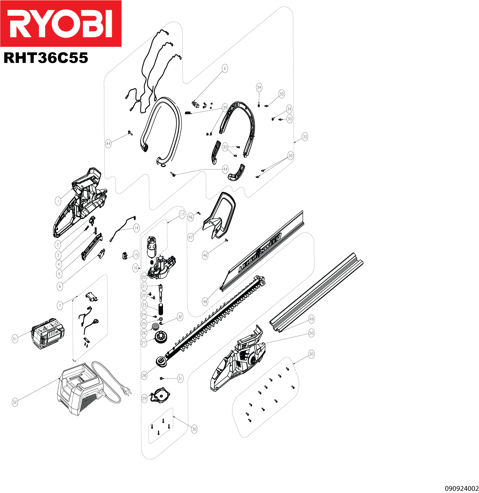 Vue éclatée Ryobi RHT36C55 099924002#01