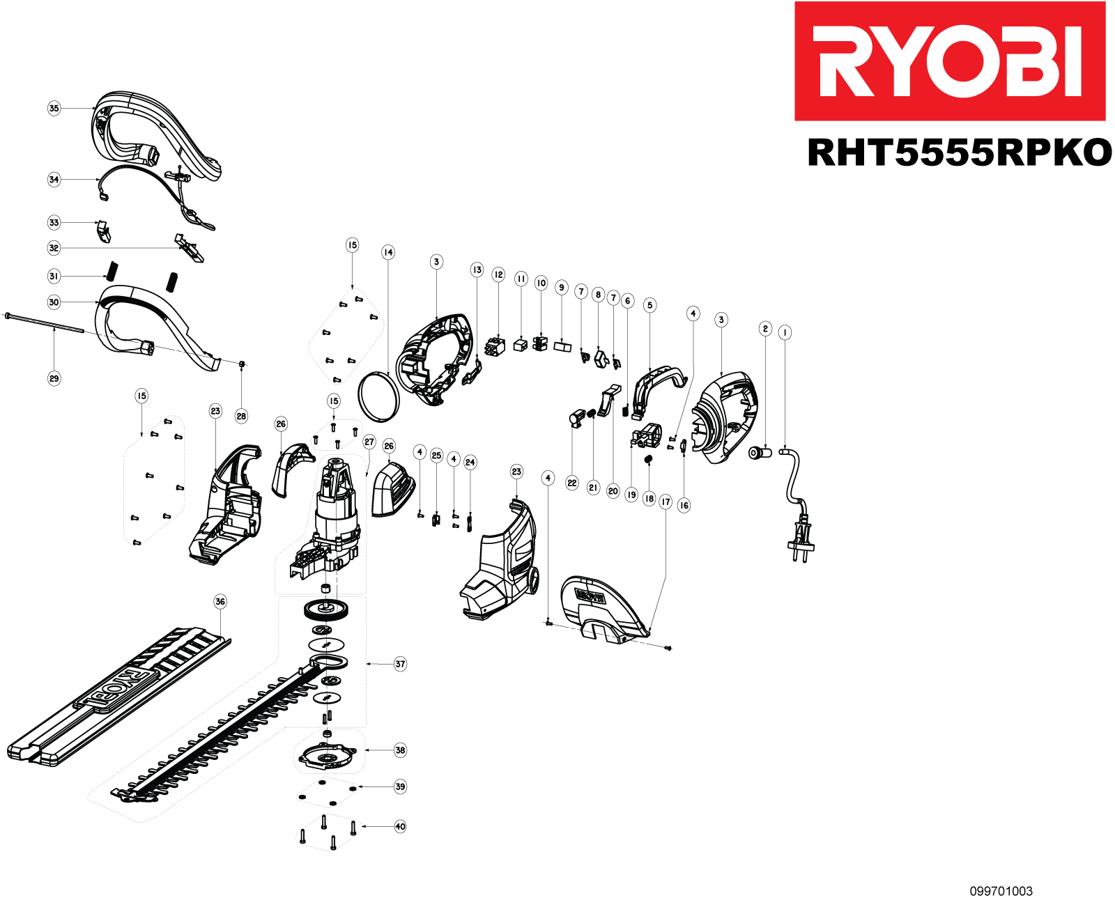 Vue éclatée Ryobi RHT5555RPK0 5133001920#1#01